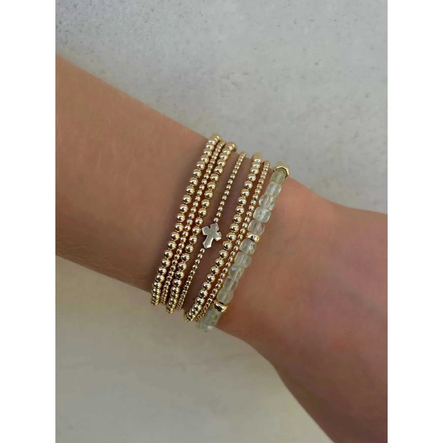 Karen Lazar BRACELETS 2MM SIGNATURE BRACELET WITH 14K CROSS BEAD