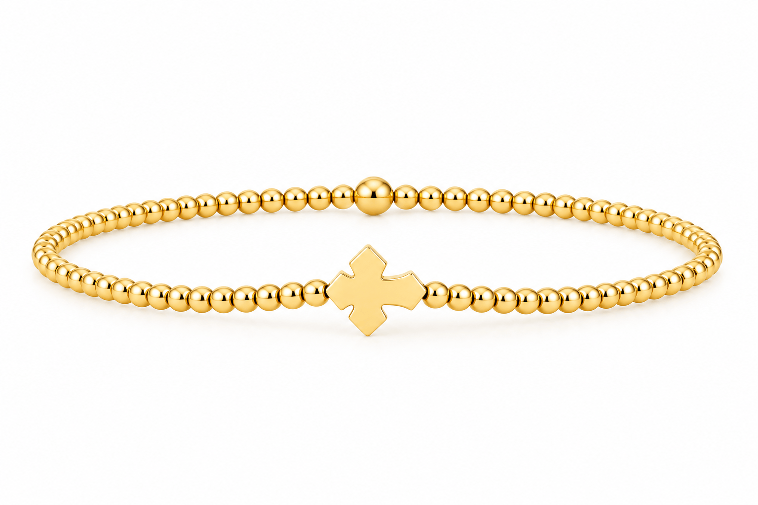 Karen Lazar BRACELETS 2MM SIGNATURE BRACELET WITH 14K CROSS BEAD