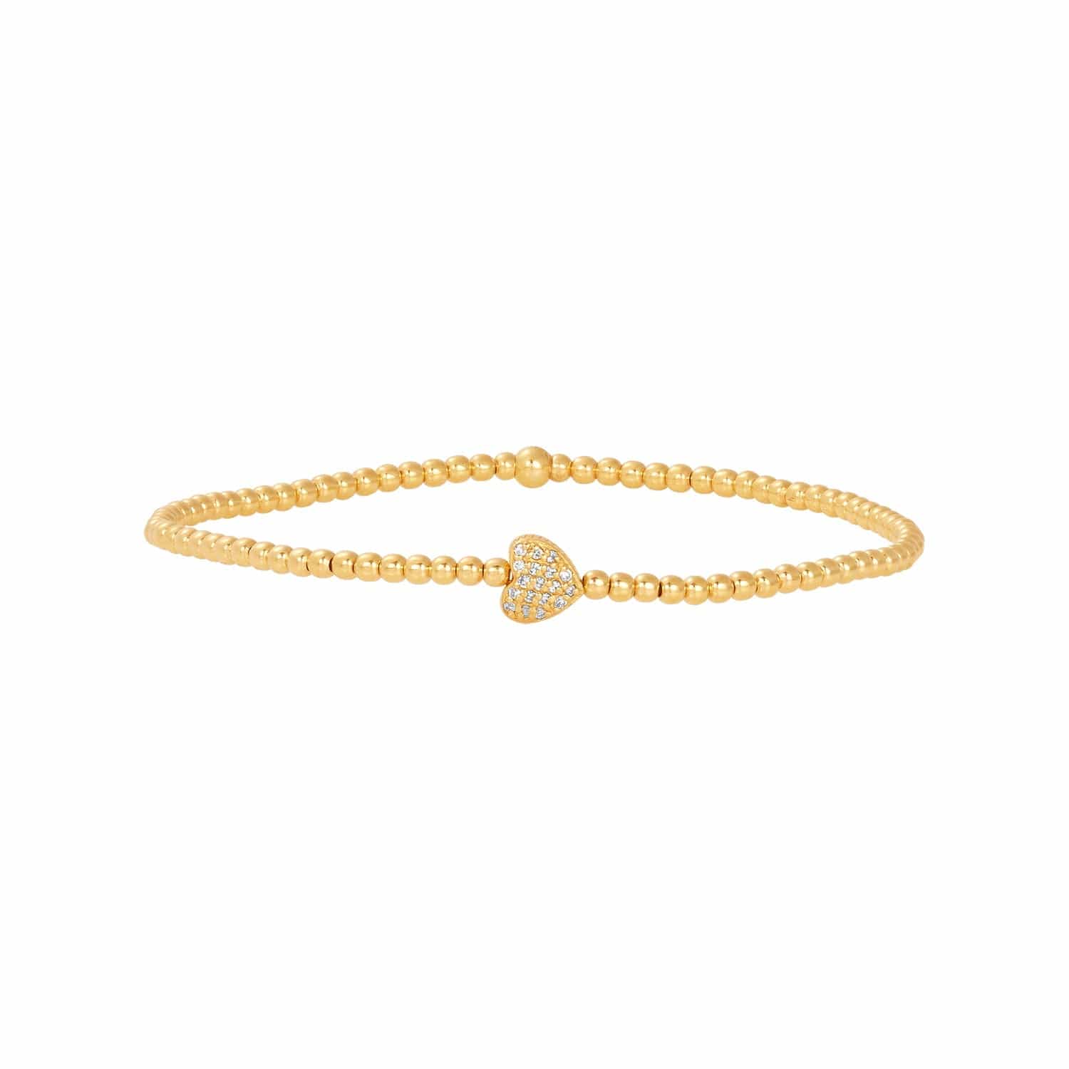 Karen Lazar Design BRACELETS 2MM Signature Bracelet with 14K Pave Diamond Heart Bead