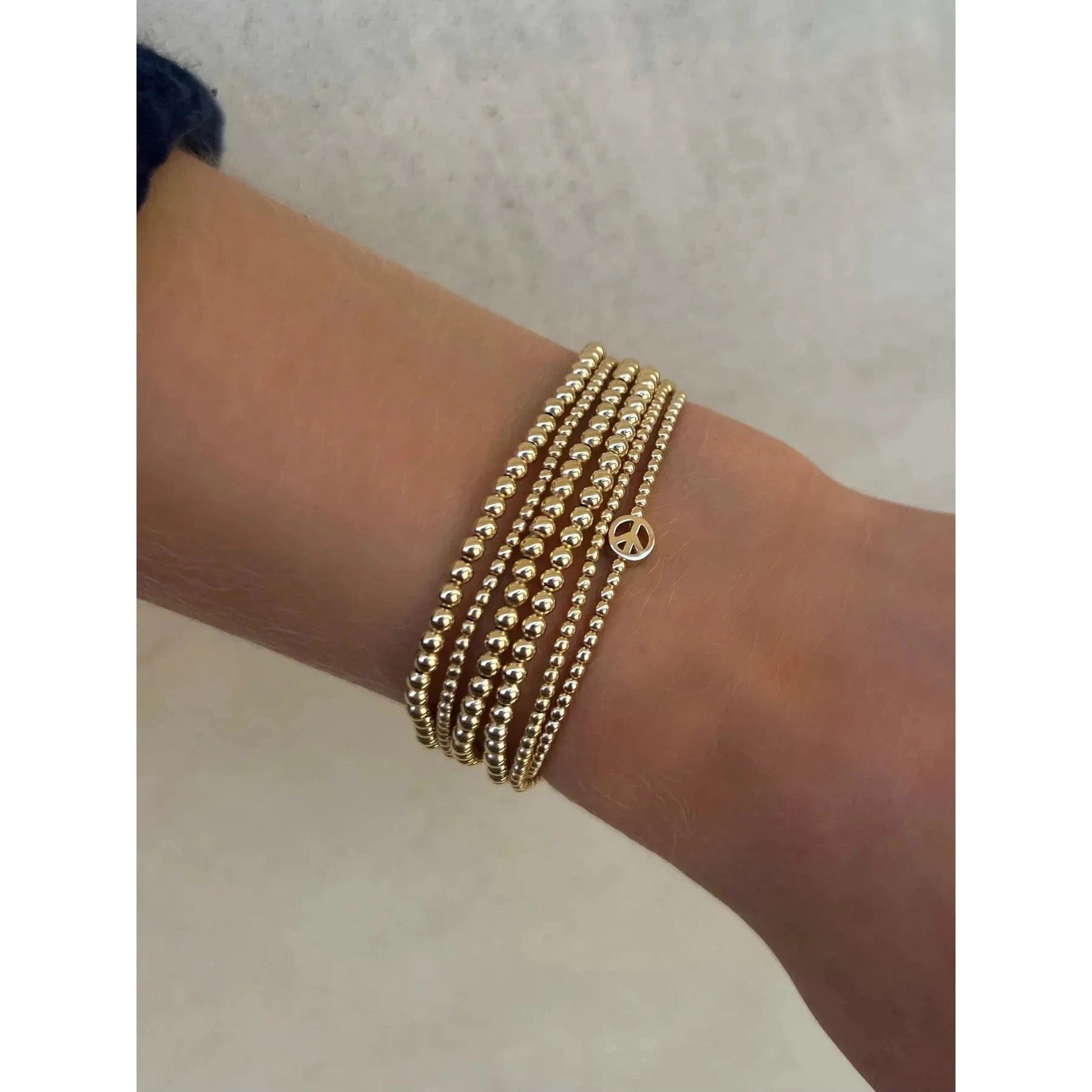 Karen Lazar BRACELETS 2MM SIGNATURE BRACELET WITH 14K PEACE SIGN BEAD