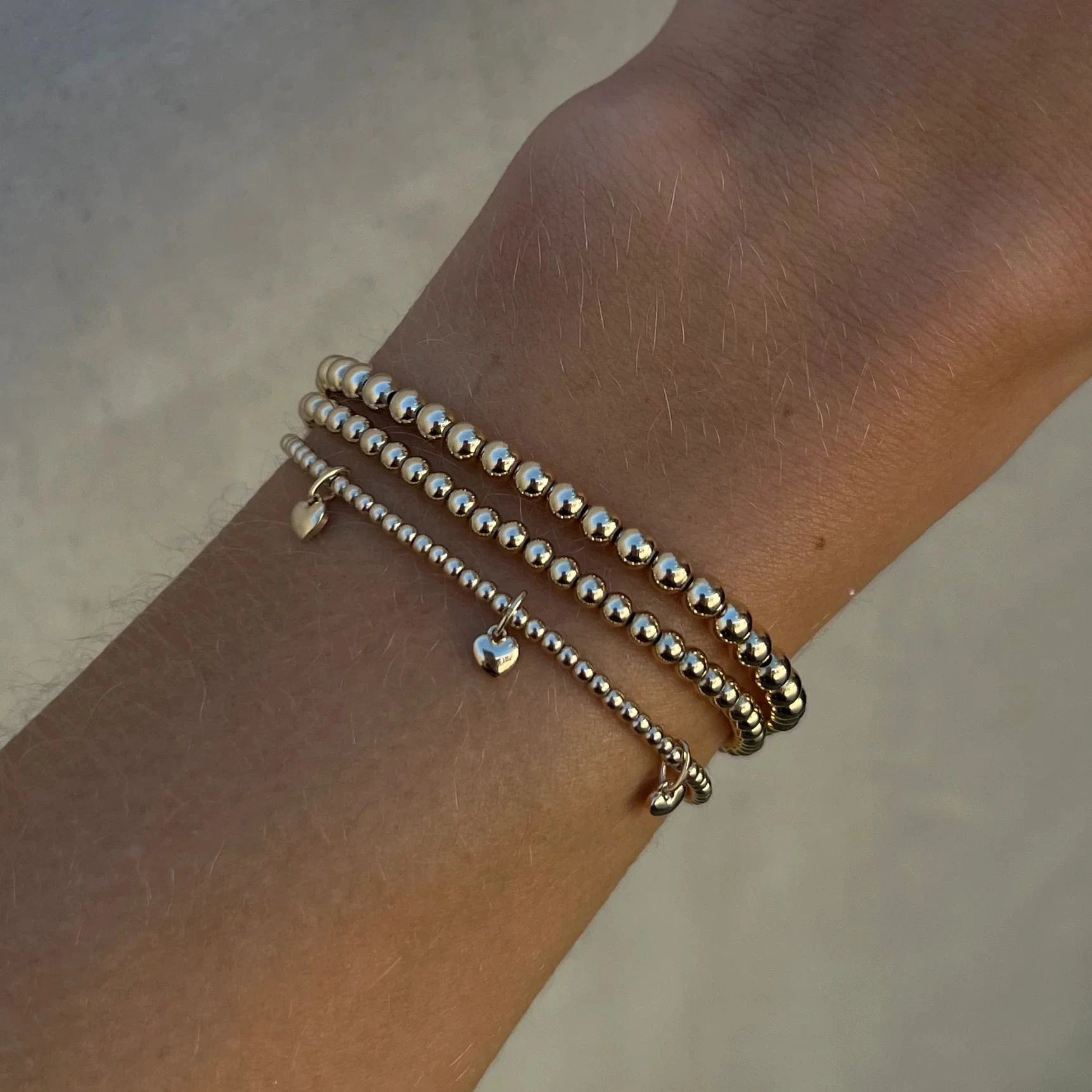 Karen Lazar BRACELETS 2MM SIGNATURE BRACELET WITH 3 14K HEART CHARMS