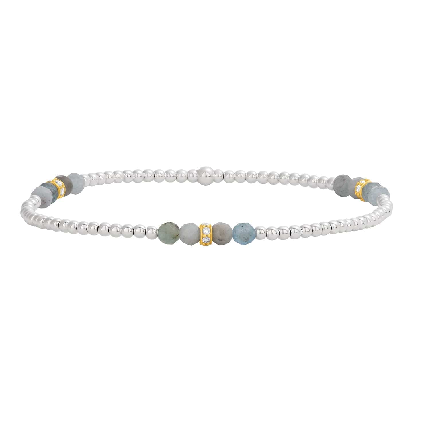 Karen Lazar Design BRACELETS 2MM Signature Bracelet with Aquamarine and 14K Diamond Rondelles