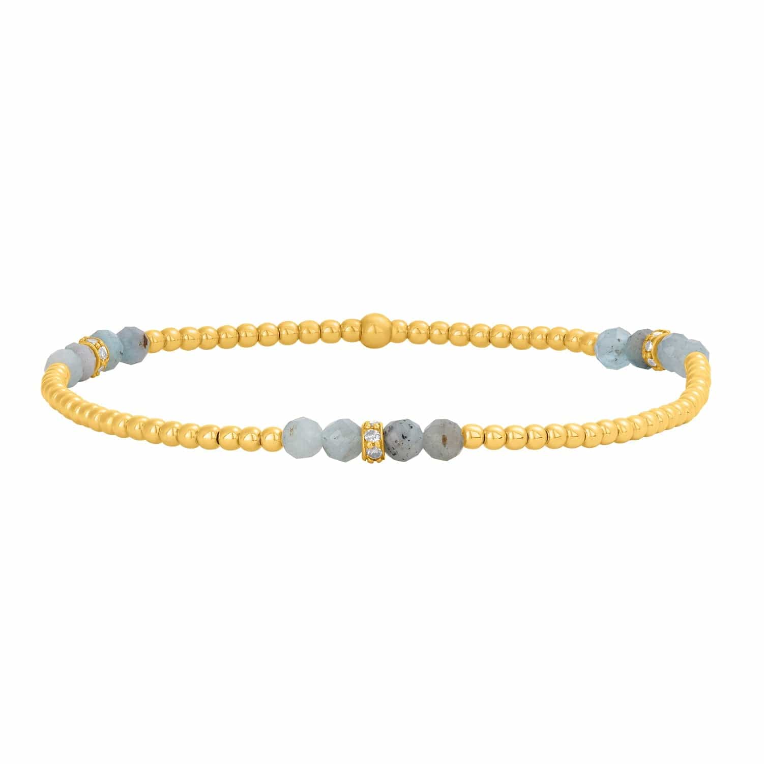 Karen Lazar Design BRACELETS 2MM Signature Bracelet with Aquamarine and 14K Diamond Rondelles