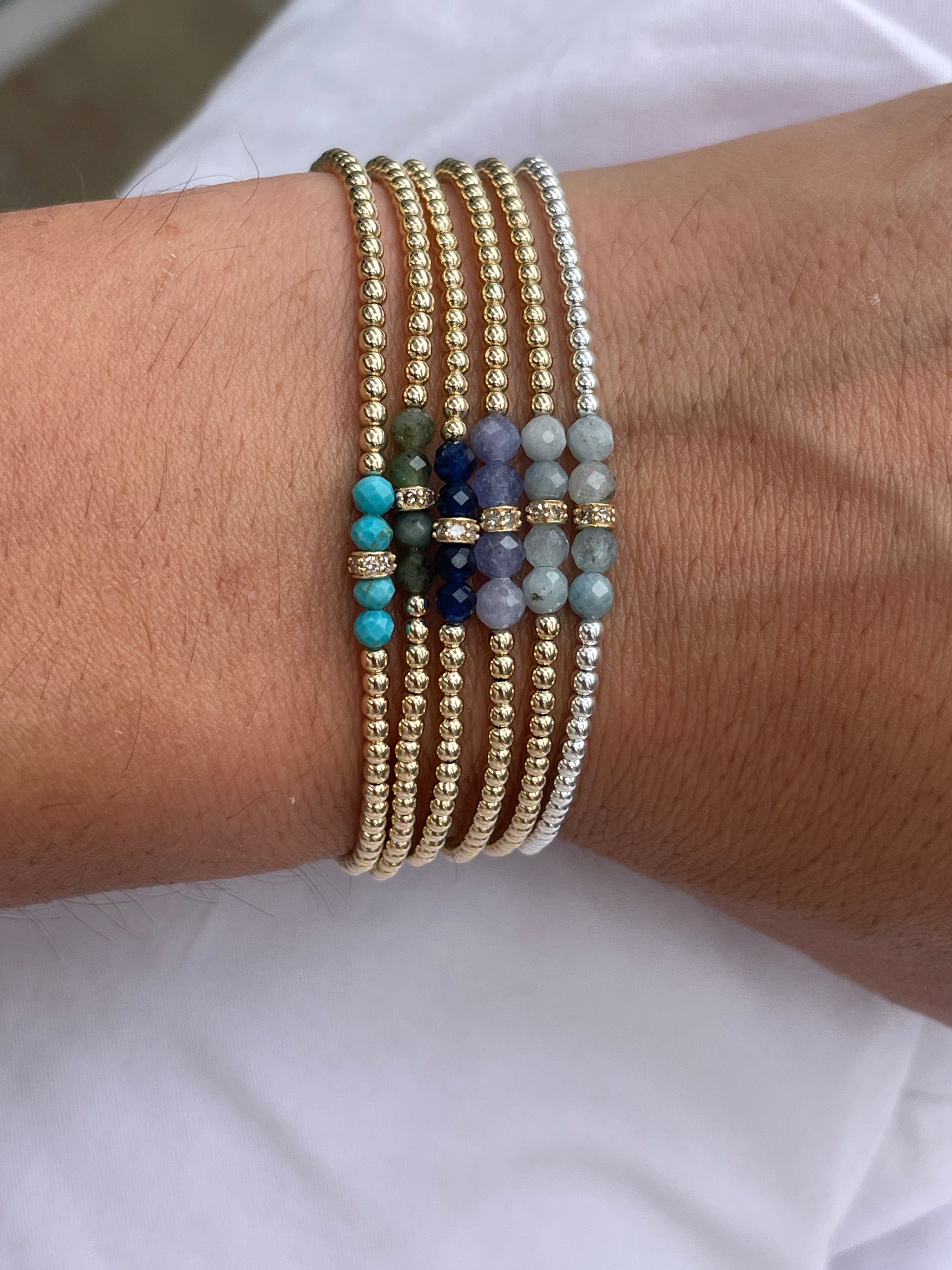Karen Lazar Design BRACELETS 2MM Signature Bracelet with Emerald and 14K Diamond Rondelles