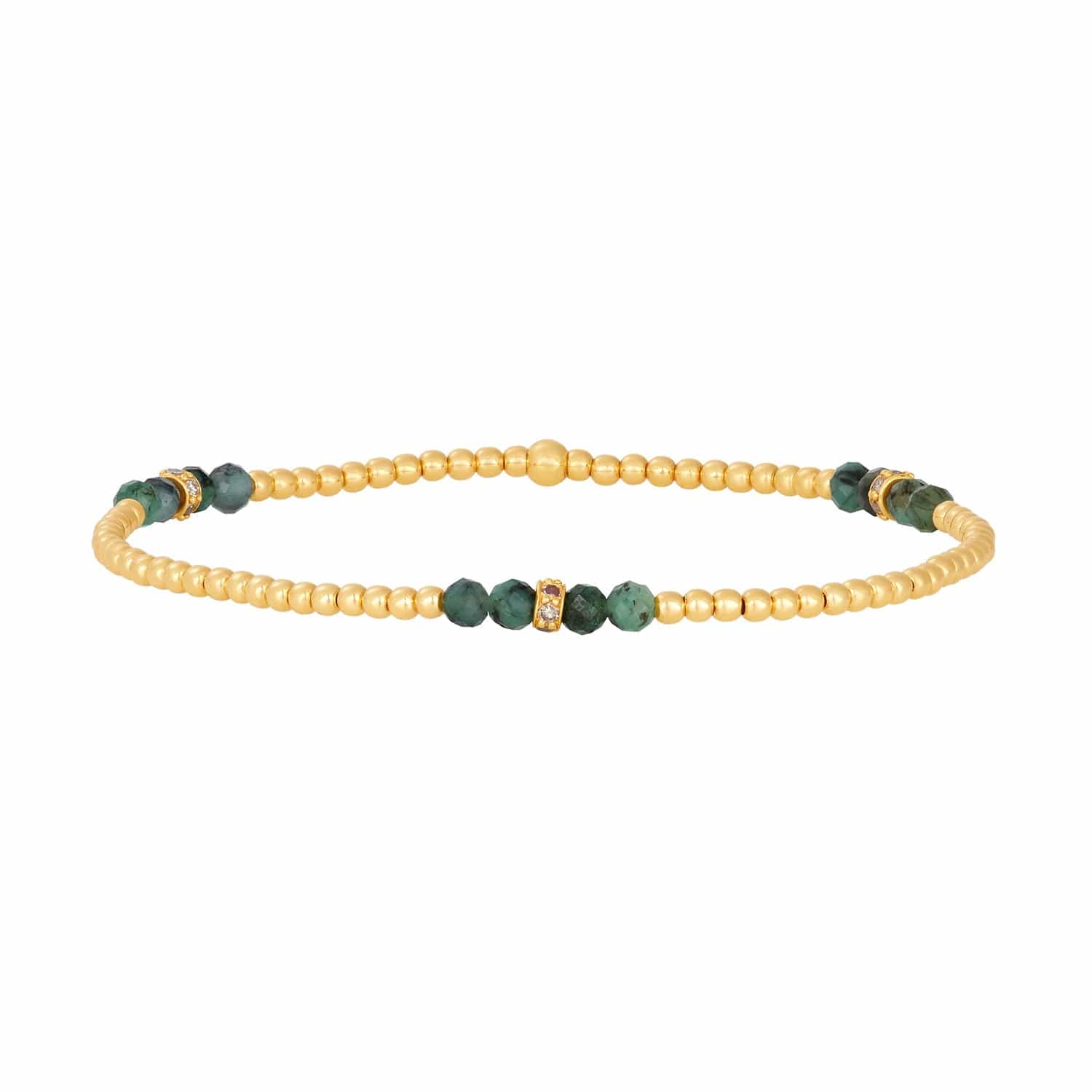 Karen Lazar Design BRACELETS 2MM Signature Bracelet with Emerald and 14K Diamond Rondelles