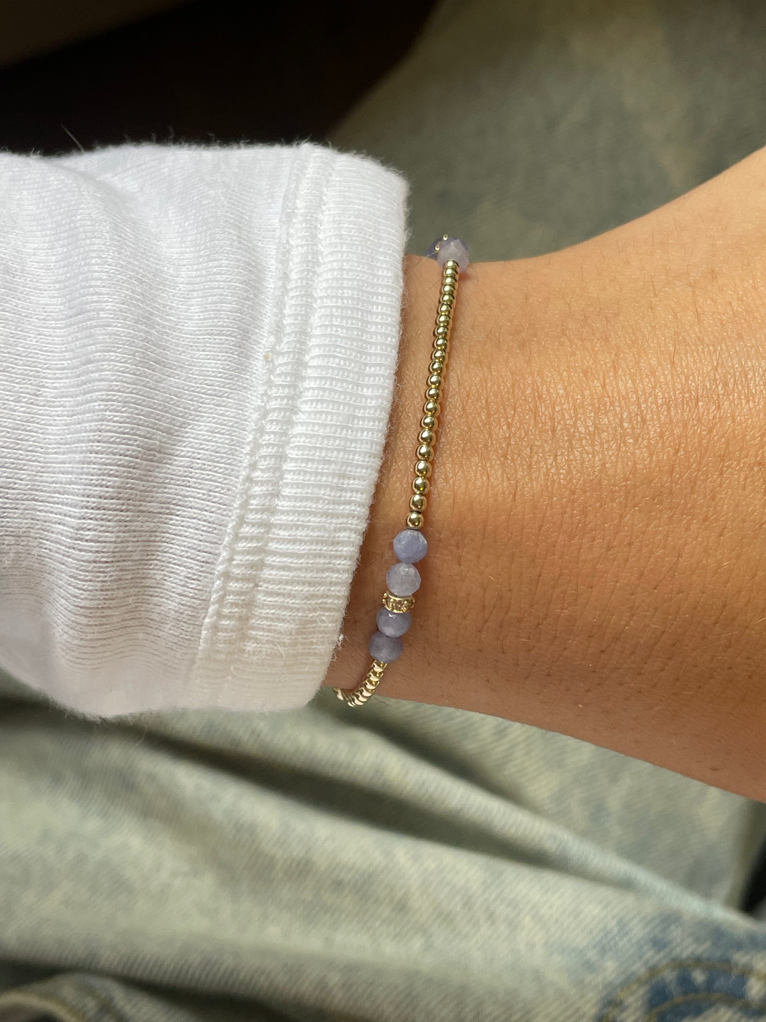 Karen Lazar Design BRACELETS 2MM Signature Bracelet with Tanzanite and 14K Diamond Rondelles