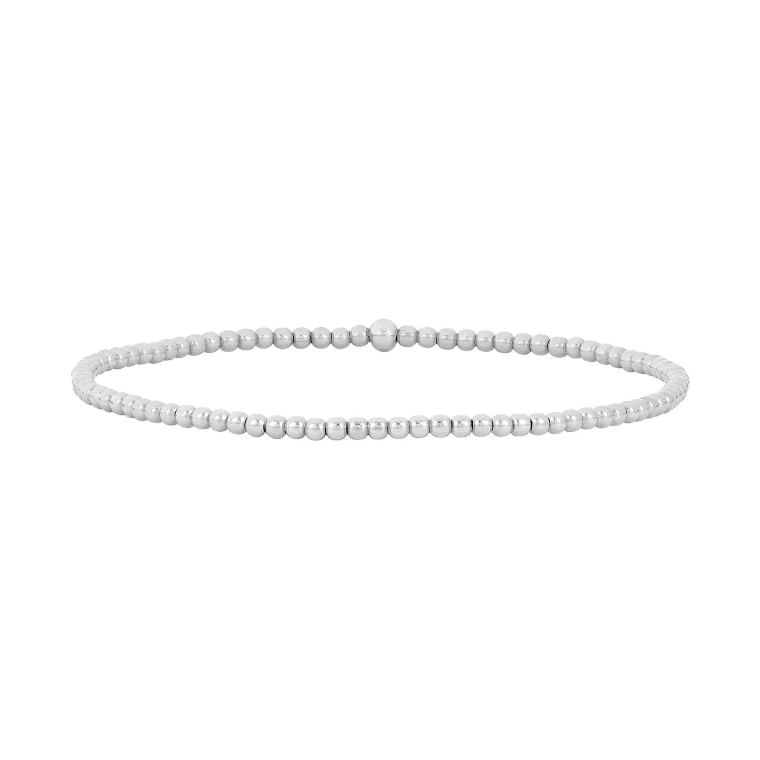 Karen Lazar BRACELETS 2mm Silver Round Bead Elastic Bracelet