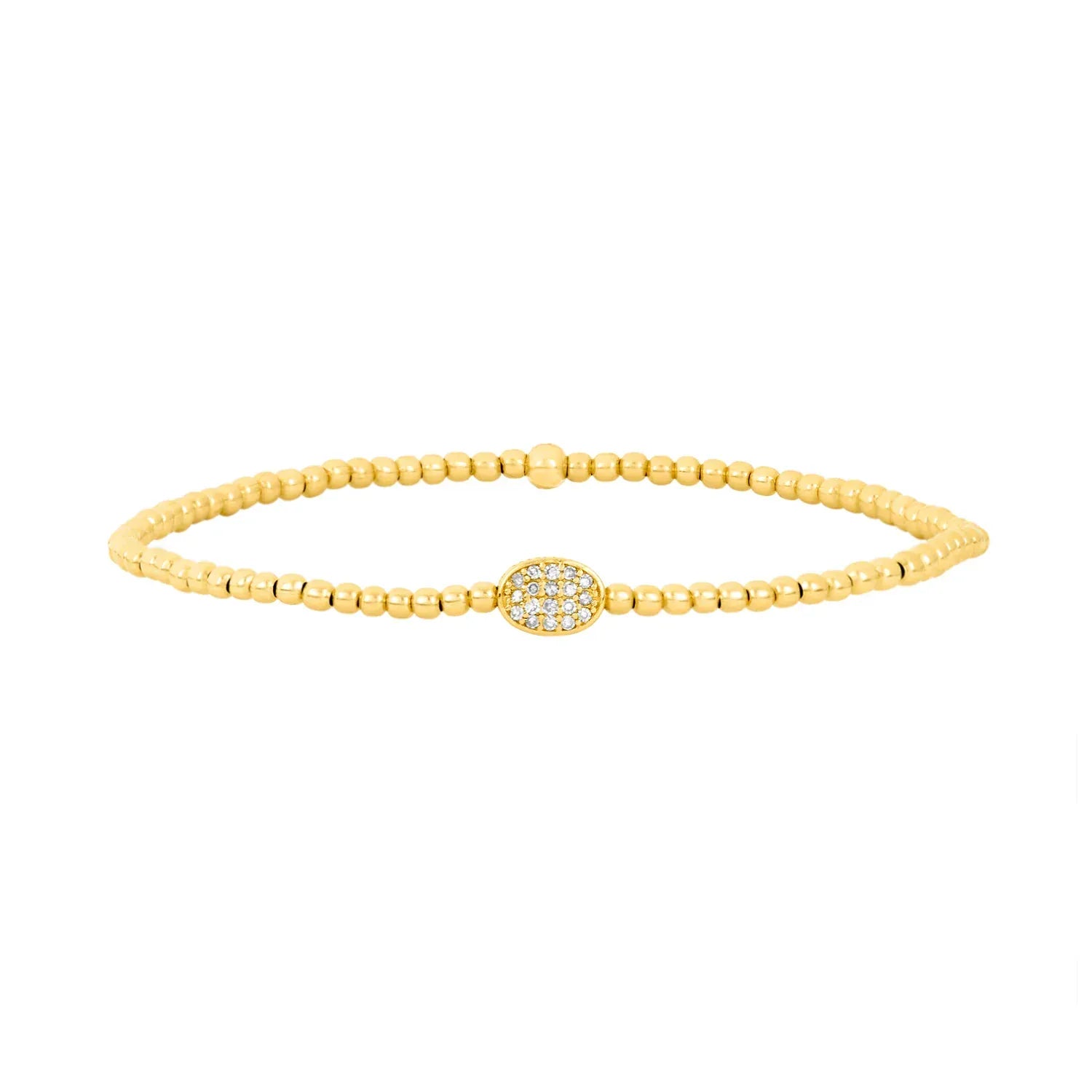 Karen Lazar BRACELETS 2mm Yellow Gold Diamond Bean Charm Bracelet