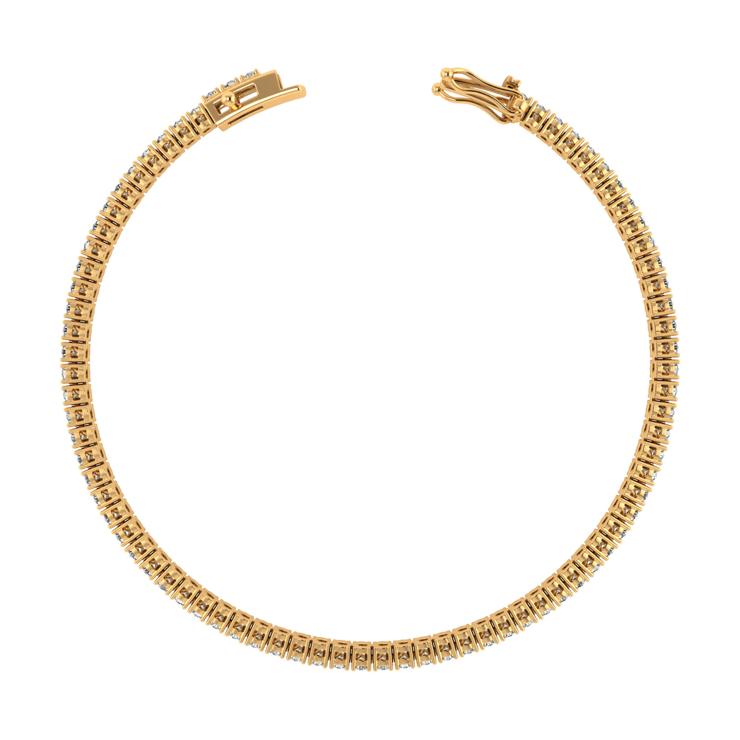 Curated Los Angeles BRACELETS 3 Carat Lab Diamond Tennis Bracelet Yellow Gold