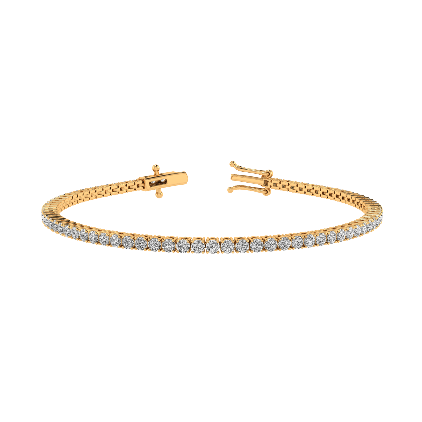 Curated Los Angeles BRACELETS 3 Carat Lab Diamond Tennis Bracelet Yellow Gold