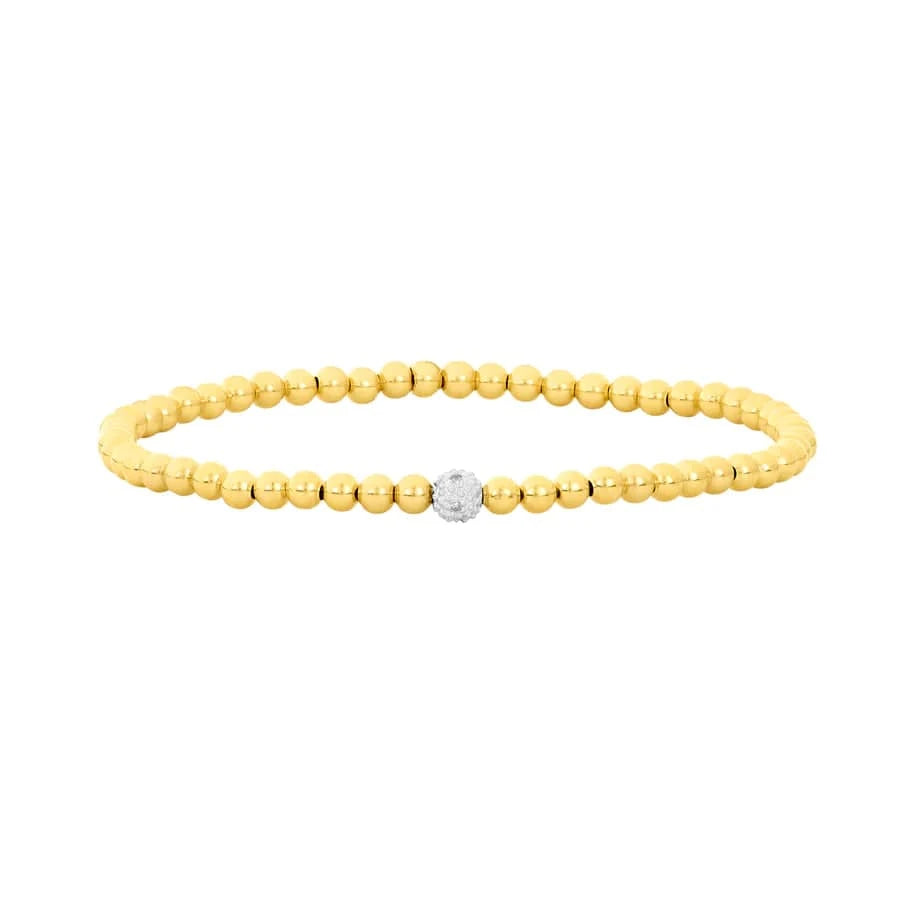 Karen Lazar BRACELETS 3mm Diamond Bead Yellow Gold Stacking Bracelet
