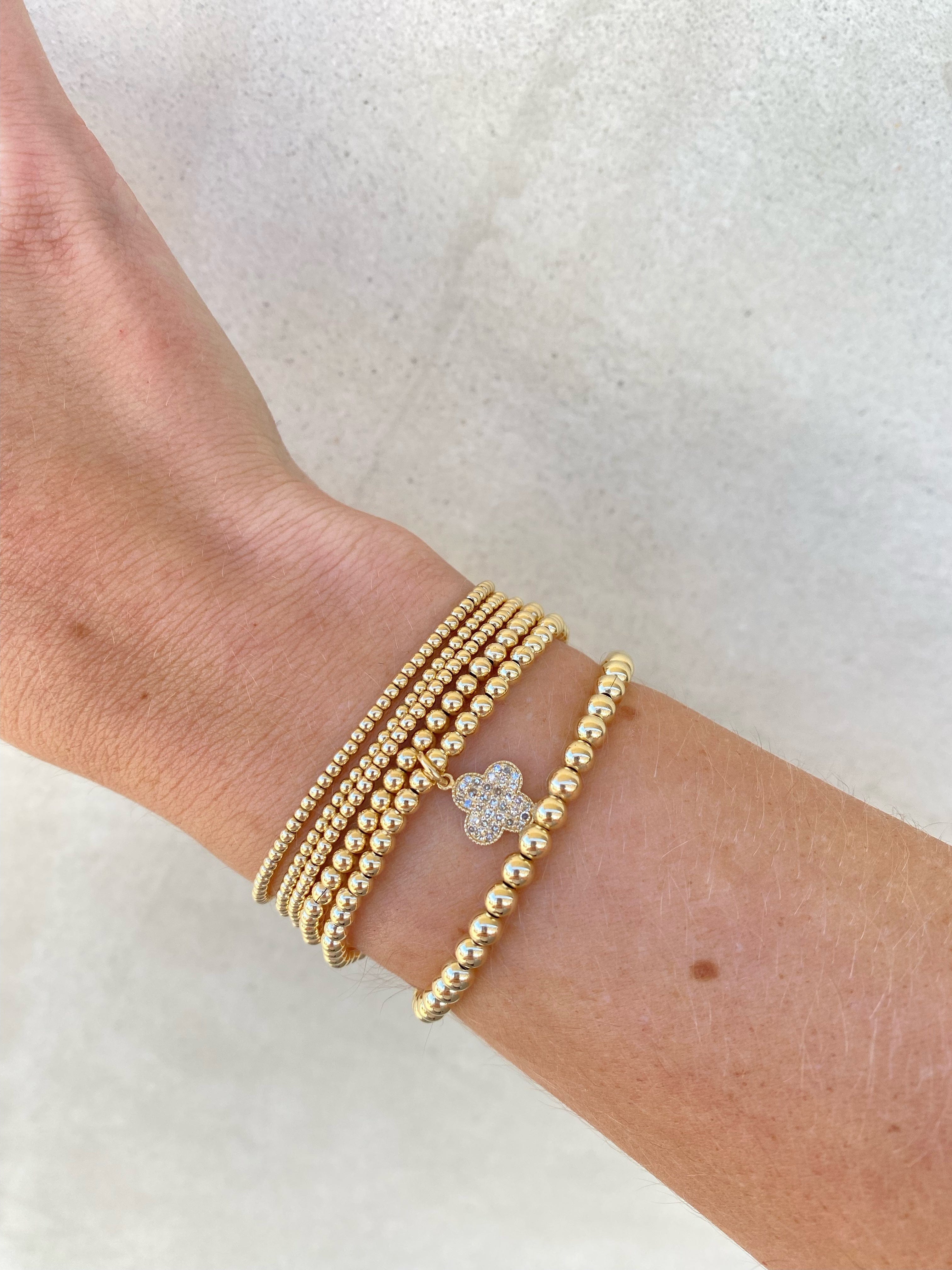 Karen Lazar Design BRACELETS 3MM Signature Bracelet with 14K Diamond Clover Charm