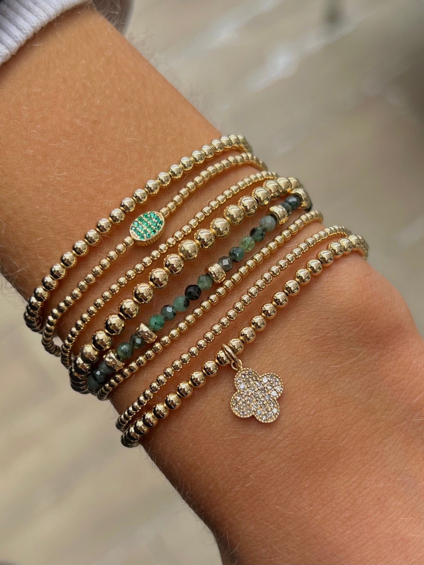 Karen Lazar Design BRACELETS 3MM Signature Bracelet with 14K Diamond Clover Charm