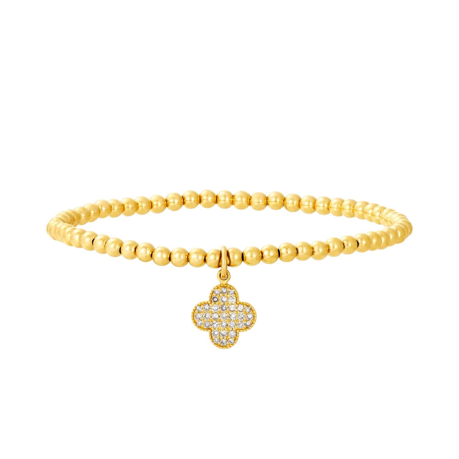 Karen Lazar Design BRACELETS 3MM Signature Bracelet with 14K Diamond Clover Charm