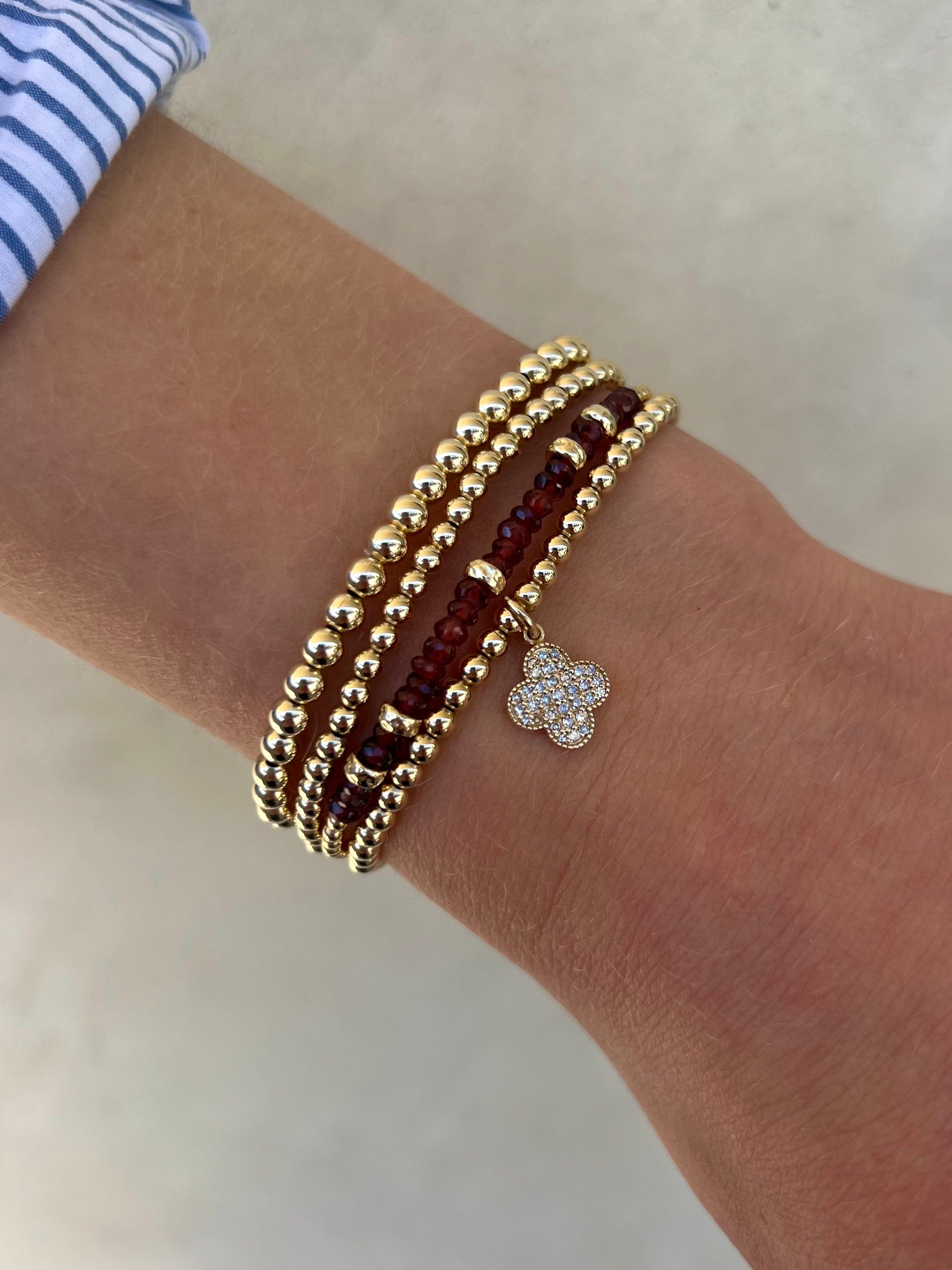 Karen Lazar Design BRACELETS 3MM Signature Bracelet with 14K Diamond Clover Charm