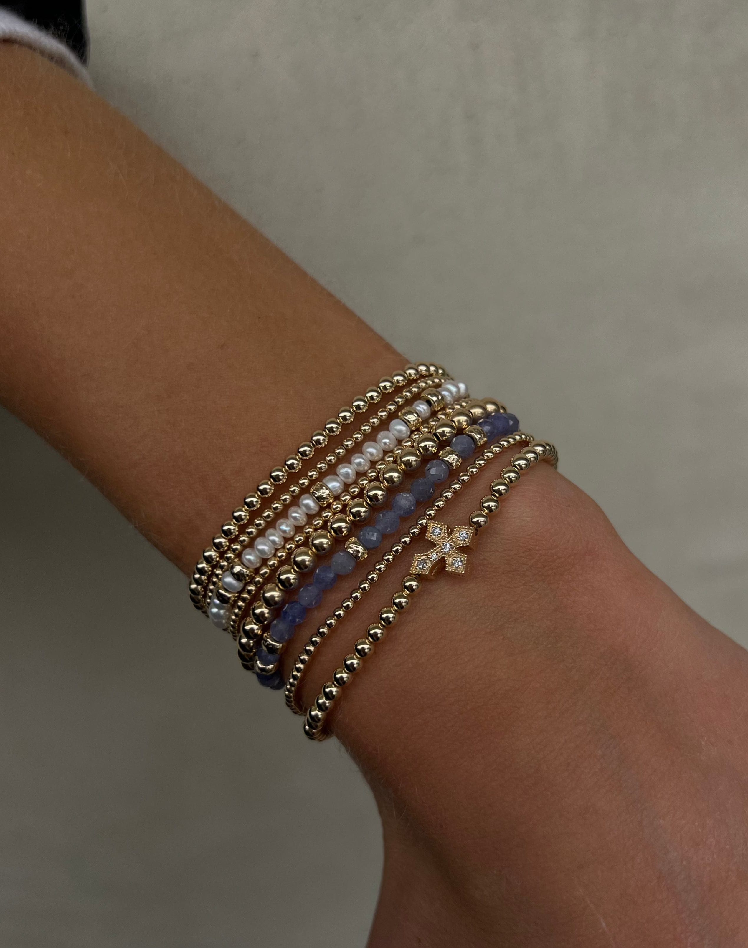 Karen Lazar Design BRACELETS 3MM Signature Bracelet with 14K Diamond Cross Bead