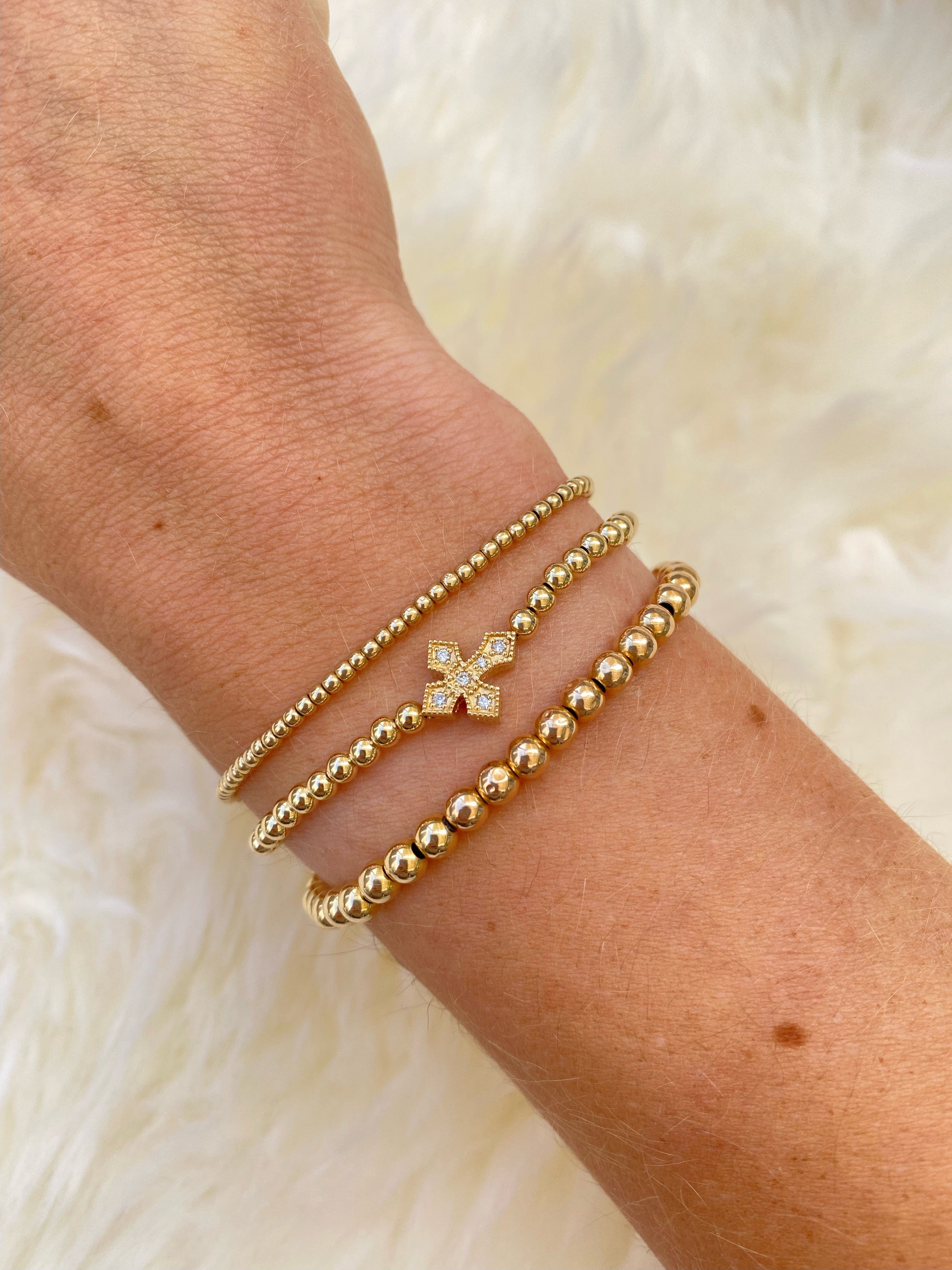 Karen Lazar Design BRACELETS 3MM Signature Bracelet with 14K Diamond Cross Bead