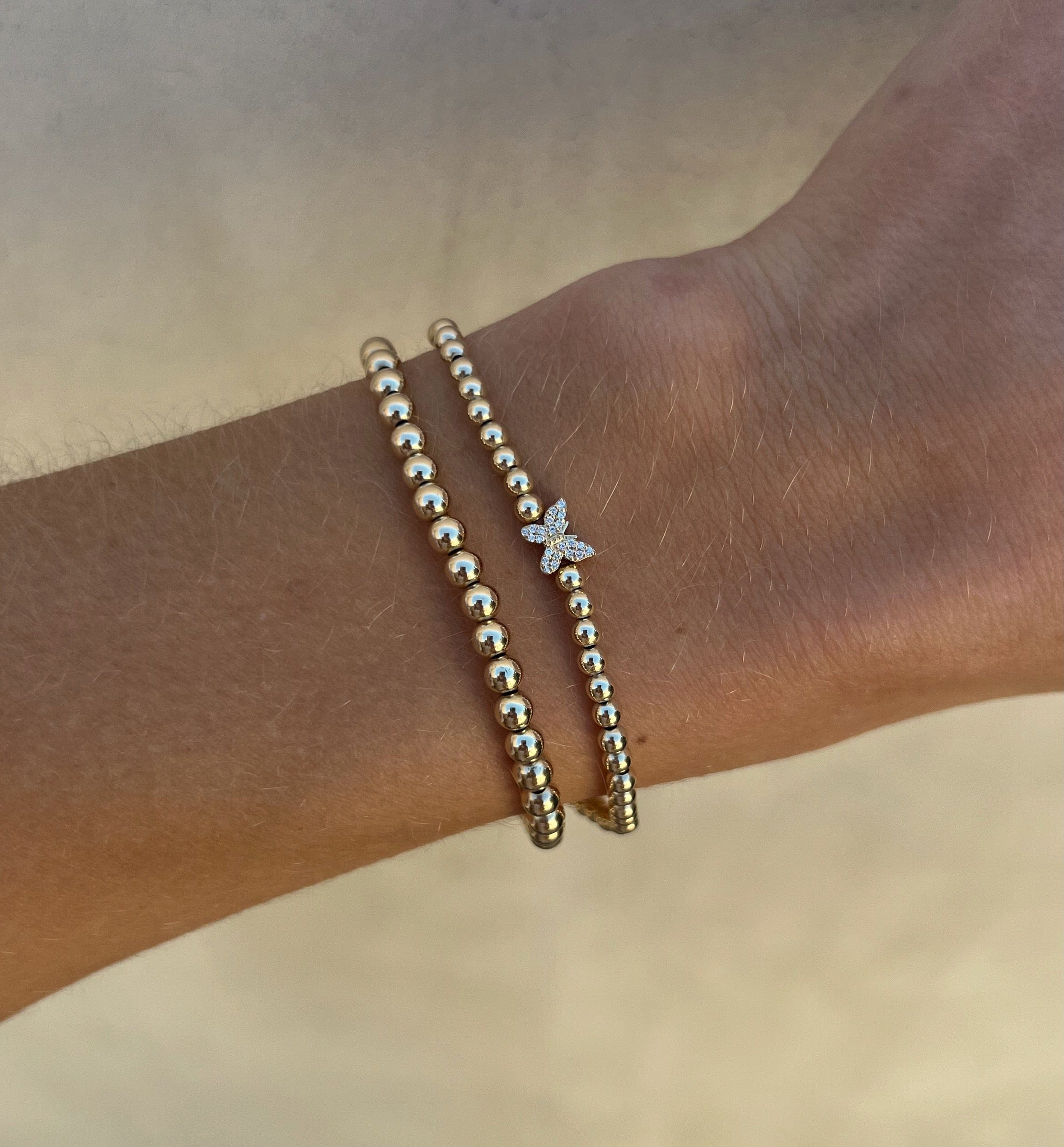 Karen Lazar Design BRACELETS 3mm Signature Bracelet with a Diamond Butterfly Bead