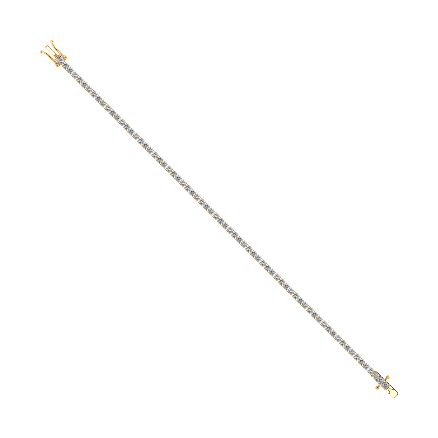 Curated Los Angeles BRACELETS 4 Carat Lab Diamond Tennis Bracelet Yellow Gold