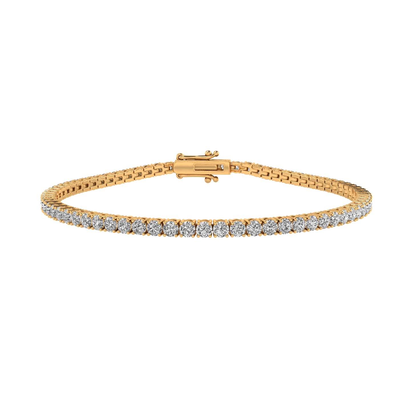 Curated Los Angeles BRACELETS 4 Carat Lab Diamond Tennis Bracelet Yellow Gold
