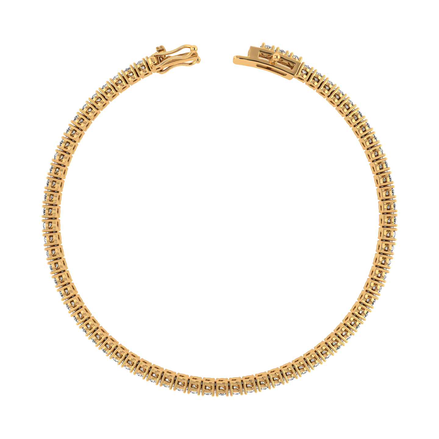 Curated Los Angeles BRACELETS 4 Carat Lab Diamond Tennis Bracelet Yellow Gold