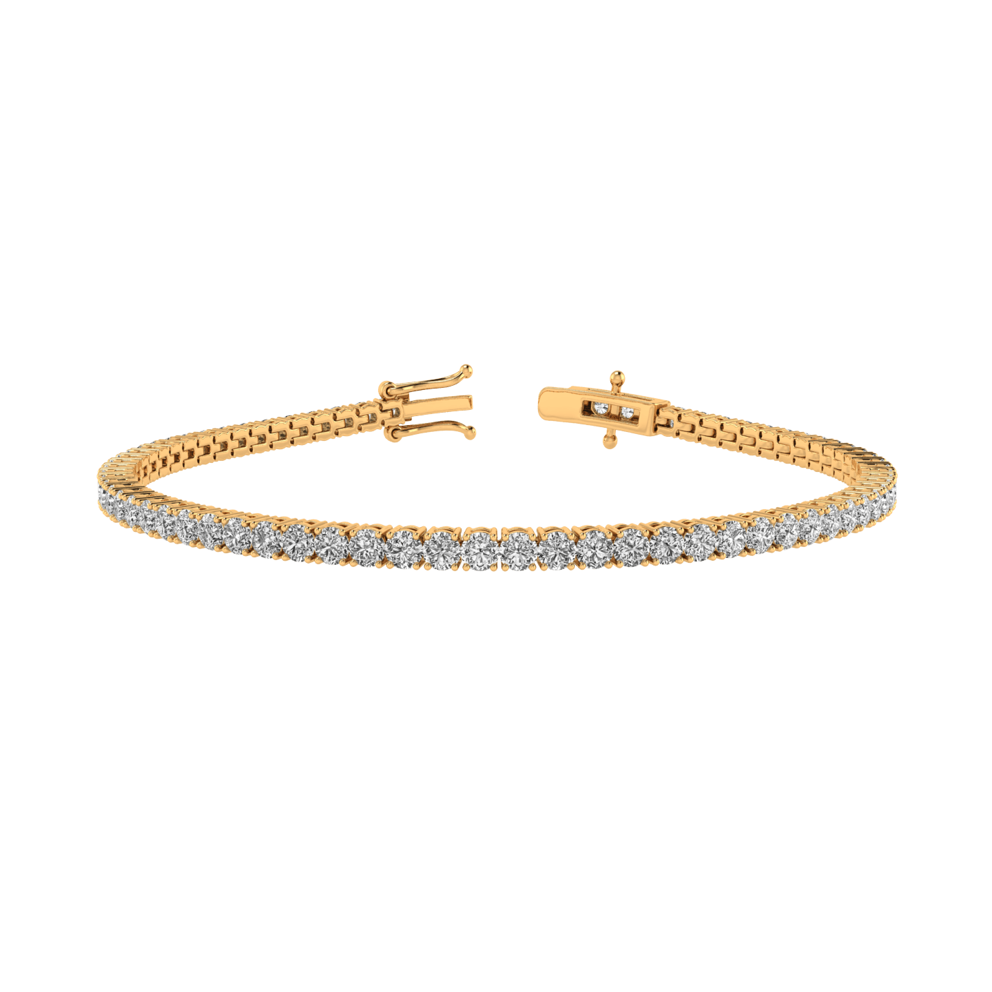 Curated Los Angeles BRACELETS 4 Carat Lab Diamond Tennis Bracelet Yellow Gold