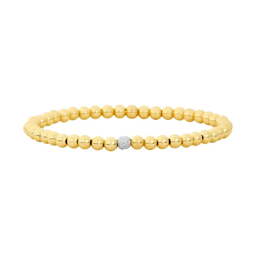 Karen Lazar BRACELETS 4mm Diamond Bead Yellow Gold Stacking Bracelet