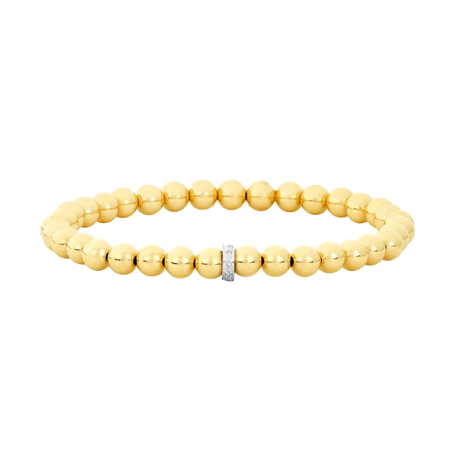 Karen Lazar BRACELETS 4mm Diamond Rondelle Yellow Gold Round Bead Bracelet