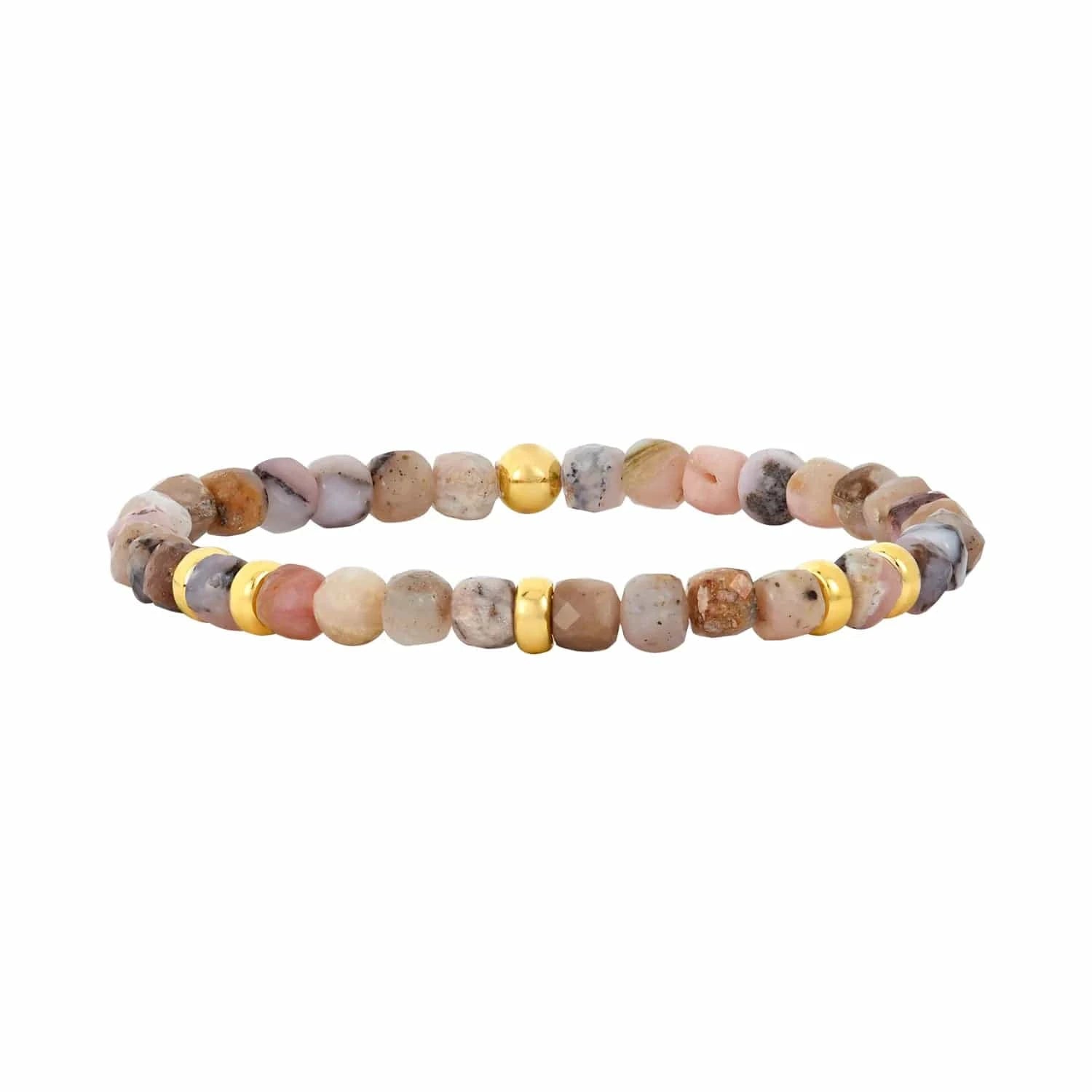 Karen Lazar BRACELETS 5mm Opal and Gold Rondelle Pattern Bead Bracelet