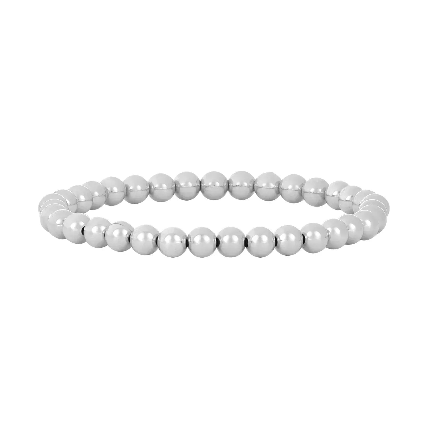 Karen Lazar BRACELETS 5mm Silver Bead Stretch Bracelet