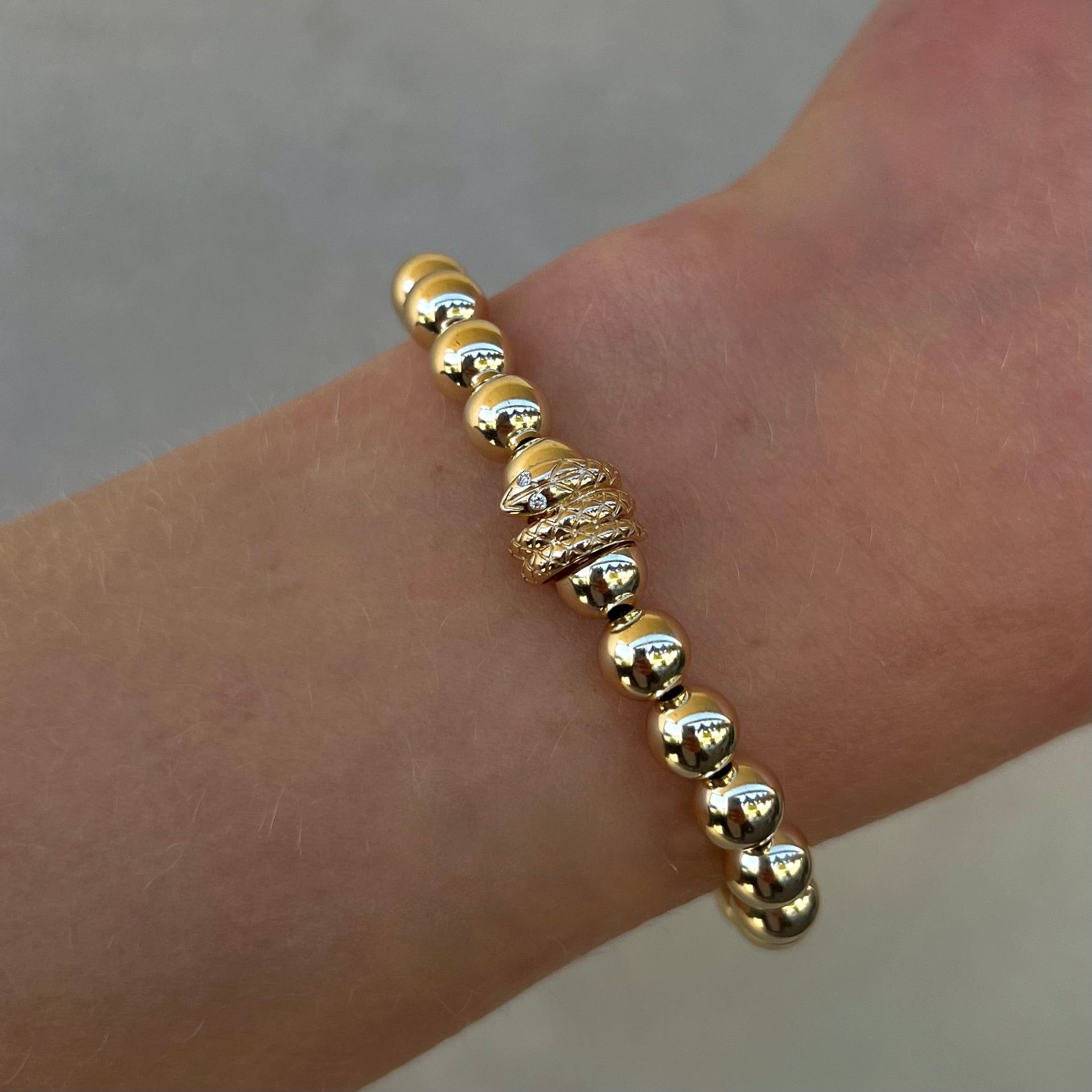 Karen Lazar Design BRACELETS 7mm Signature Bracelet with a 14k Snake Rondelle