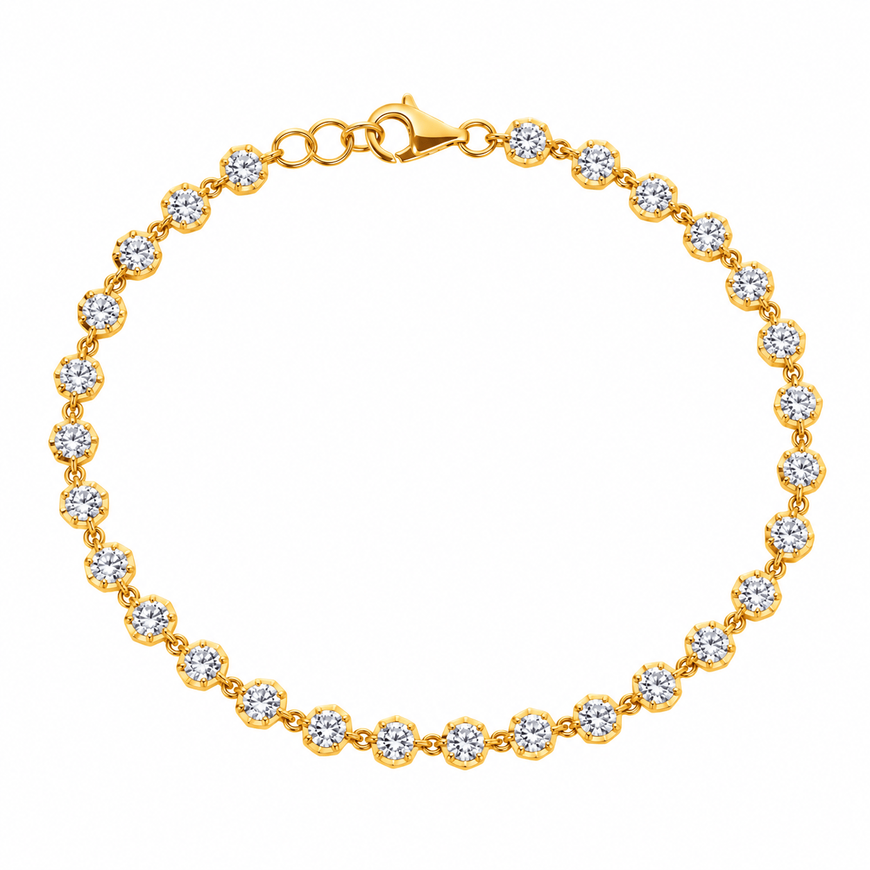 CLA BRACELETS Bezel Diamond Yellow Gold Tennis Bracelet