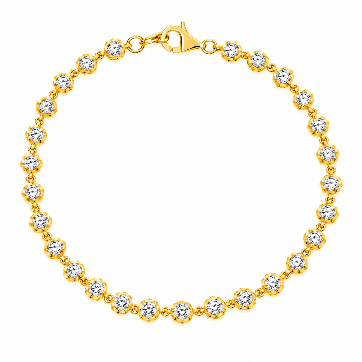 CLA BRACELETS Bezel Diamond Yellow Gold Tennis Bracelet