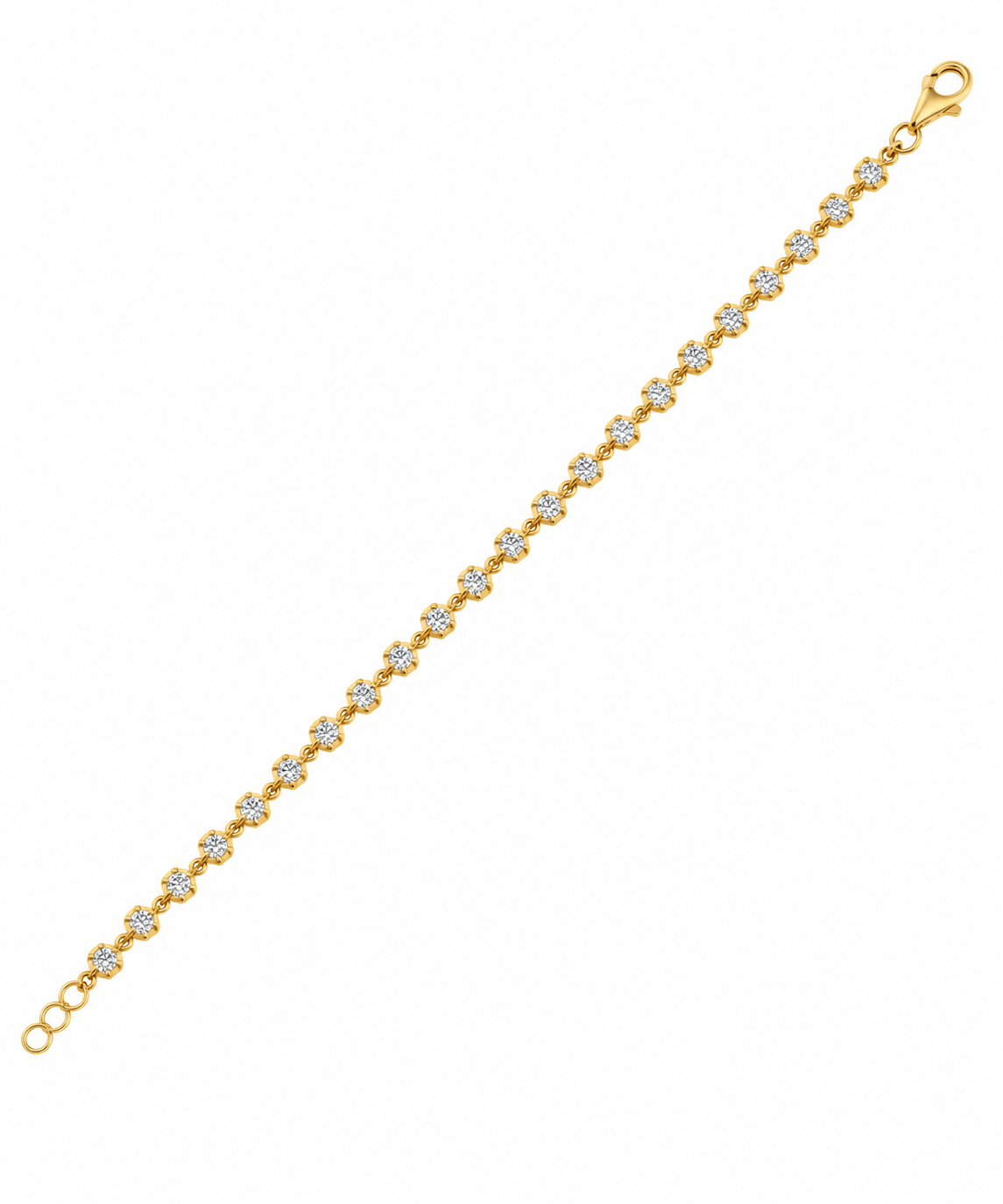 CLA BRACELETS Bezel Diamond Yellow Gold Tennis Bracelet