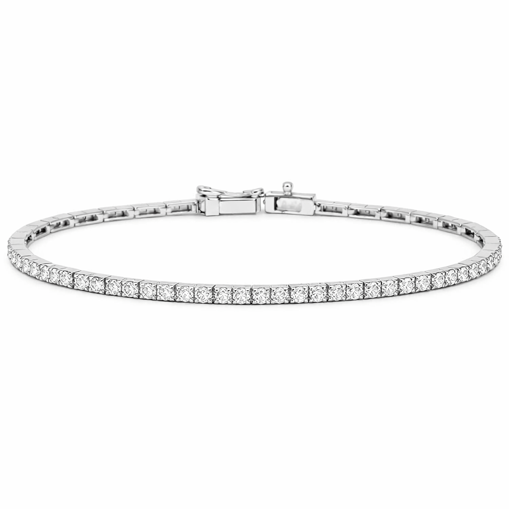 CLA BRACELETS Delicate Round Cut Diamond Tennis Bracelet