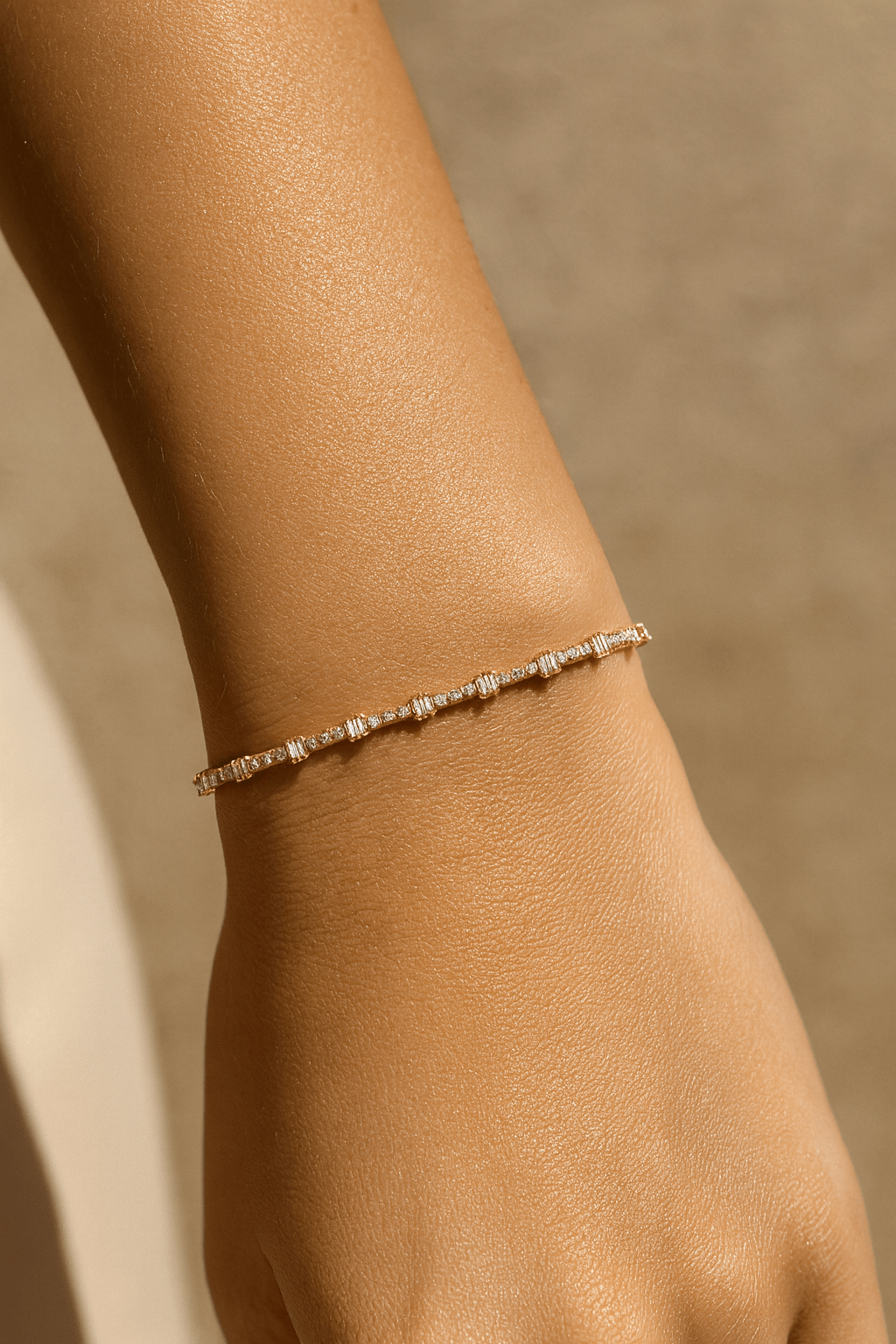 CLA BRACELETS Diamond Baguette & Round Flex Bangle in 14K Yellow Gold