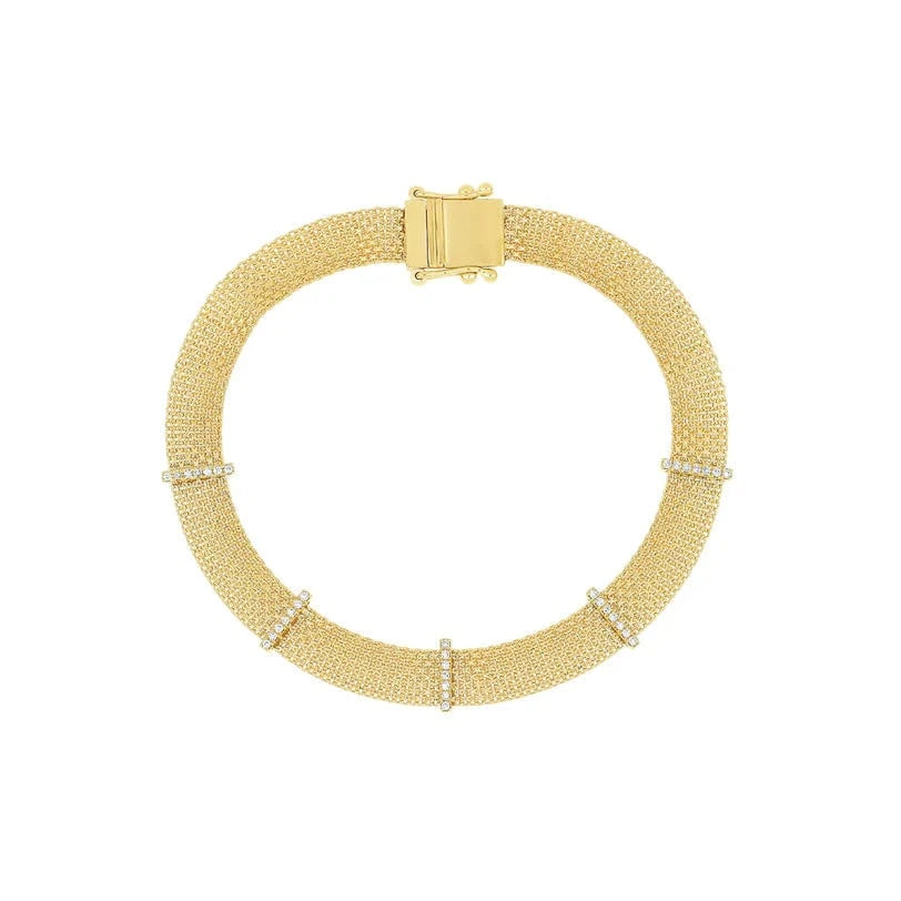 EF COLLECTION BRACELETS Diamond Bar Mesh Bracelet
