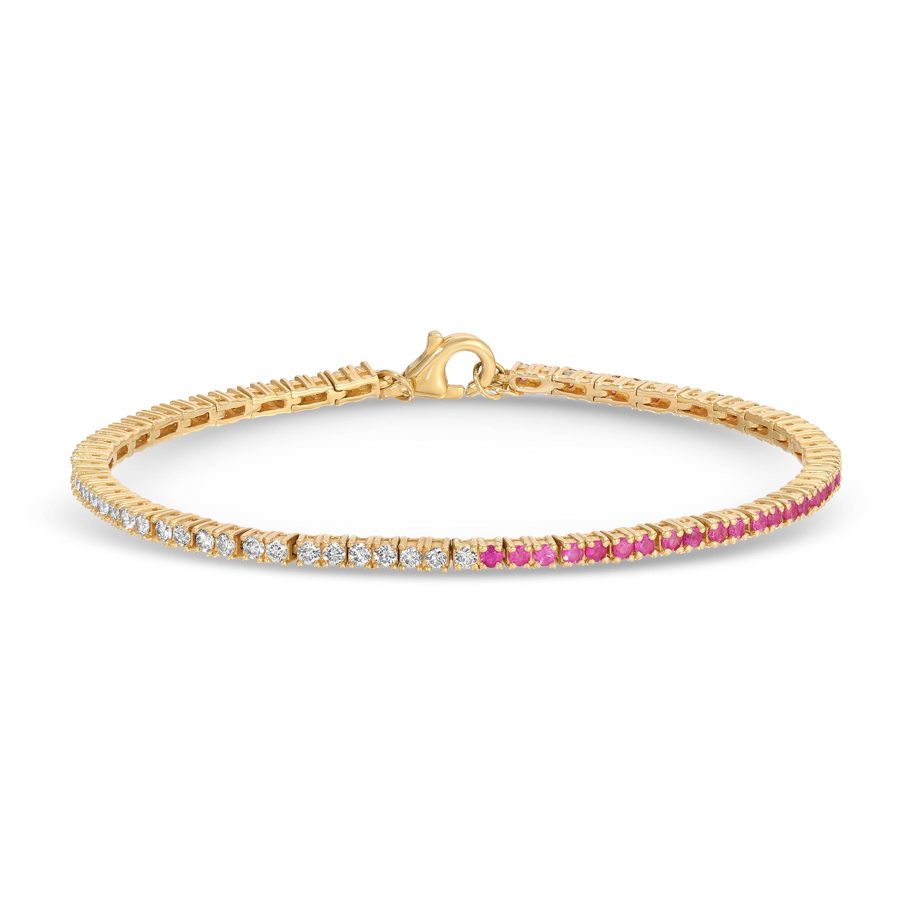 Curated Los Angeles BRACELETS Half Pink Sapphire Half Diamond Tennis Bracelet