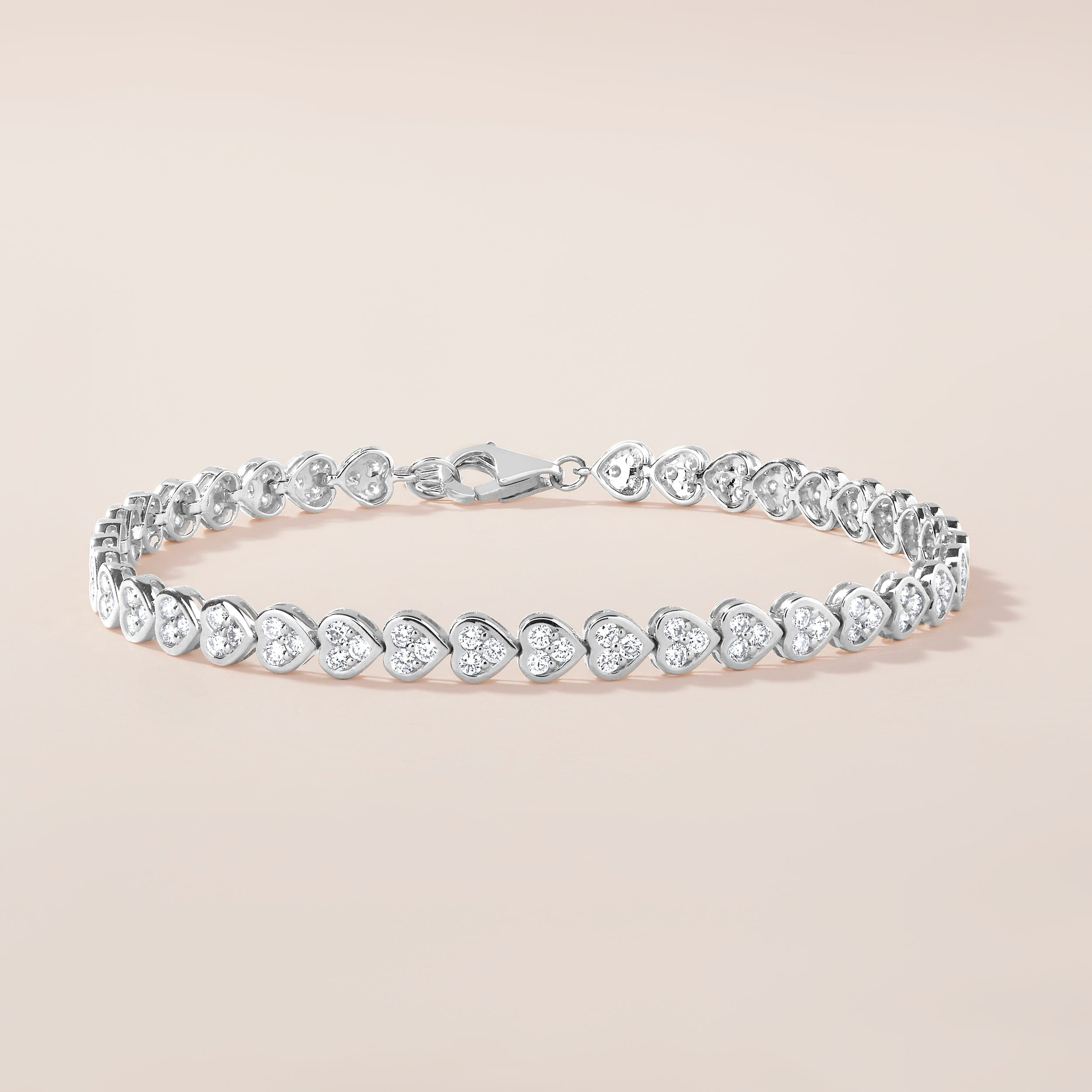 CLA BRACELETS Heart Diamond Yellow Gold Tennis Bracelet