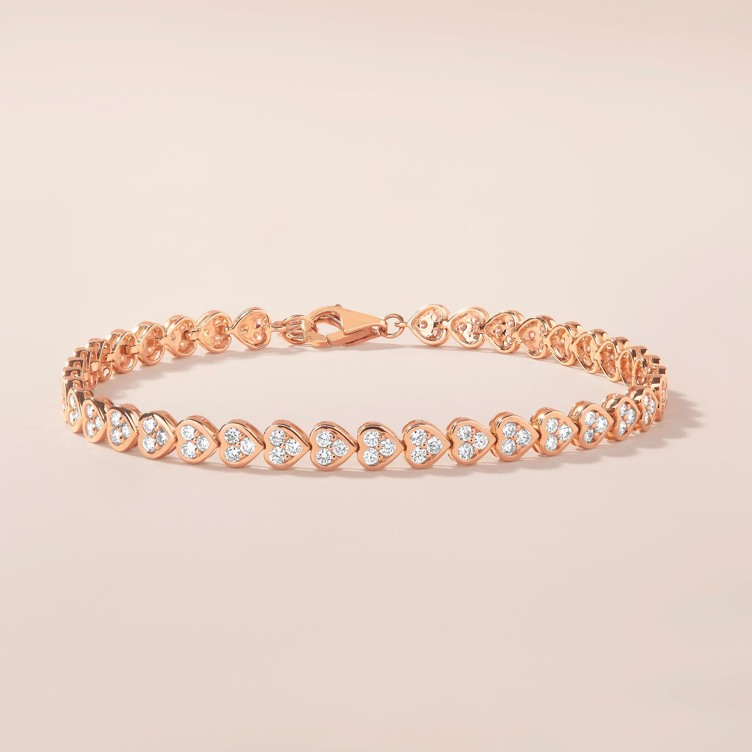 CLA BRACELETS Heart Diamond Yellow Gold Tennis Bracelet
