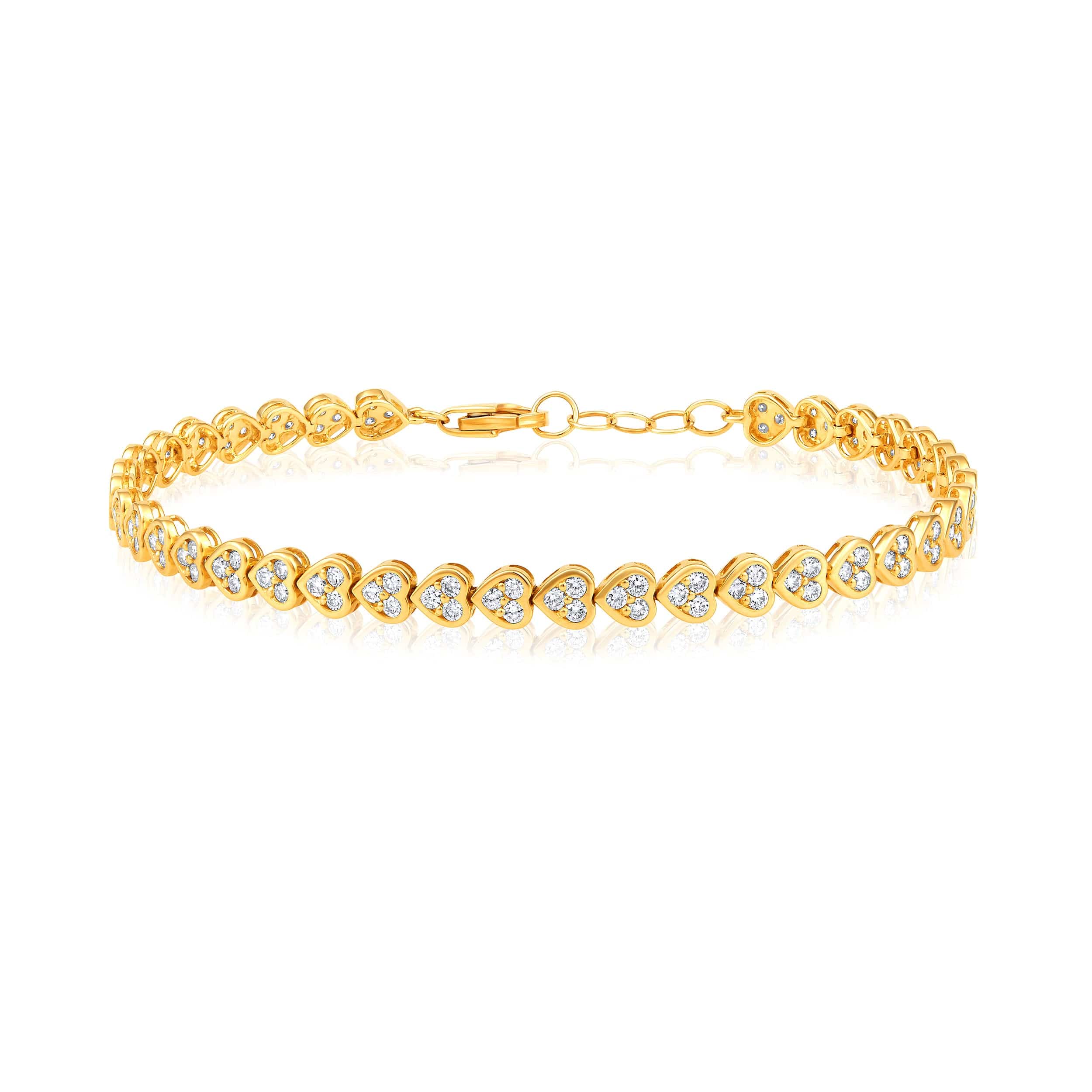 CLA BRACELETS Heart Diamond Yellow Gold Tennis Bracelet