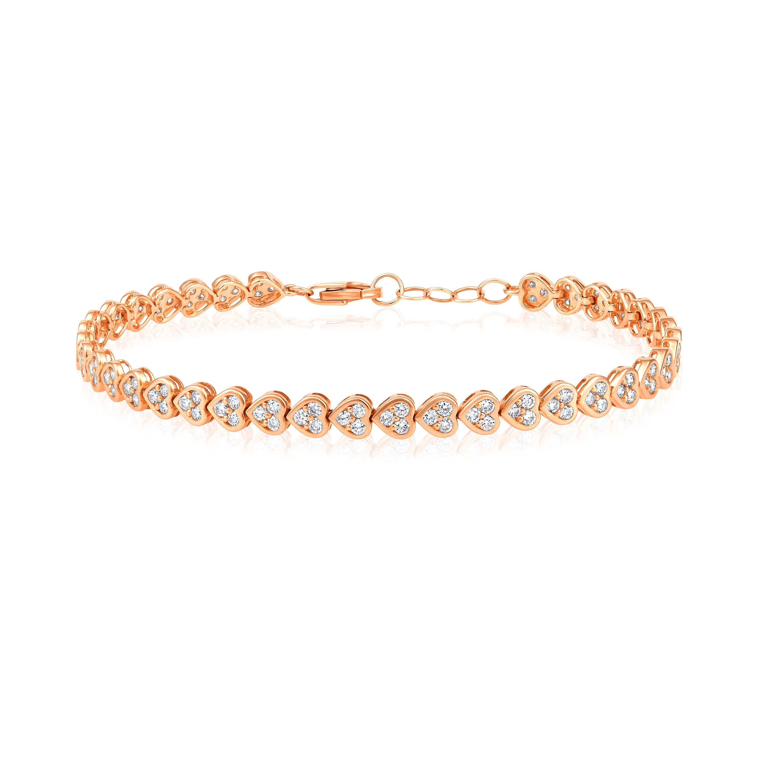 CLA BRACELETS Heart Diamond Yellow Gold Tennis Bracelet