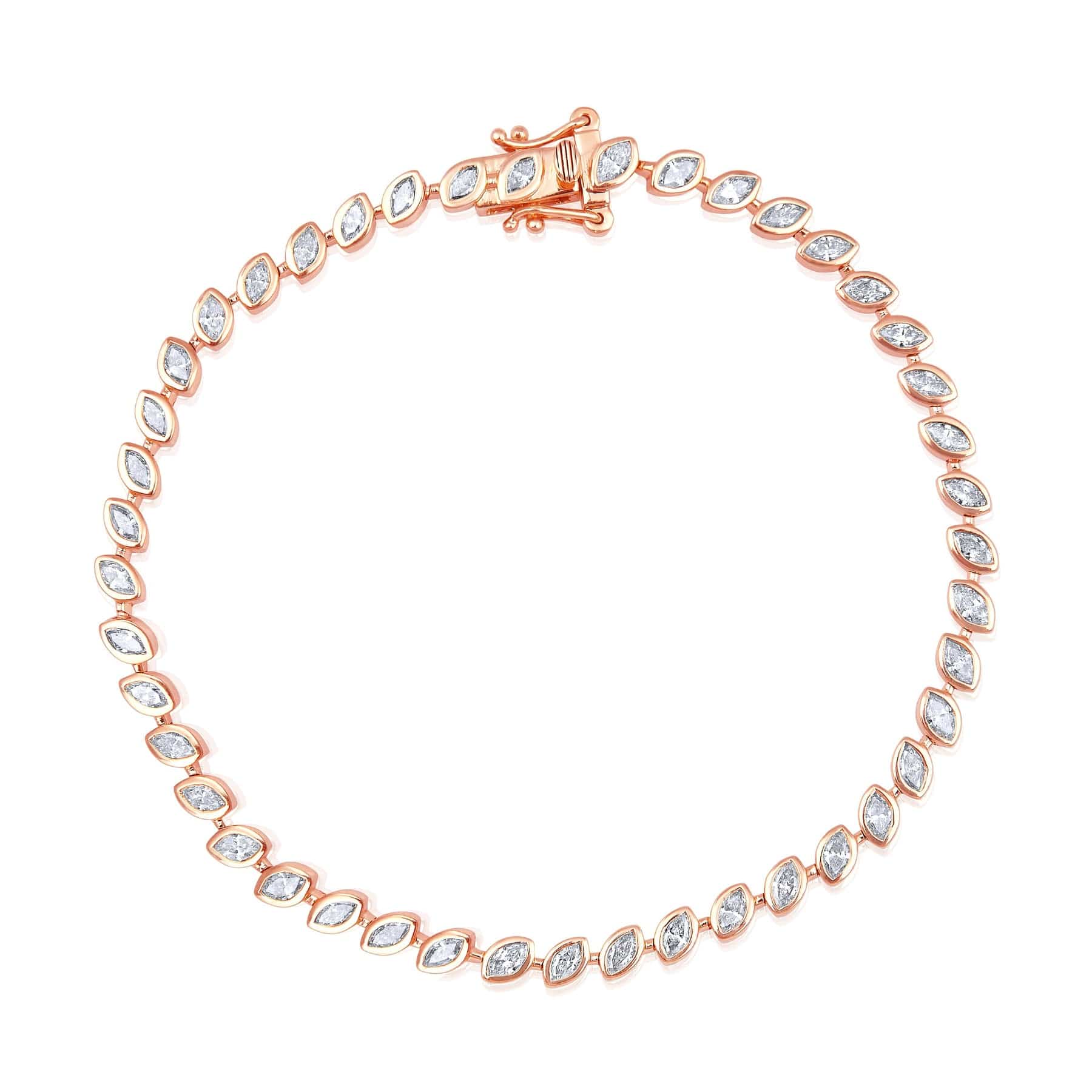 CLA BRACELETS Marquise Bezel Set Diamond Tennis Bracelet