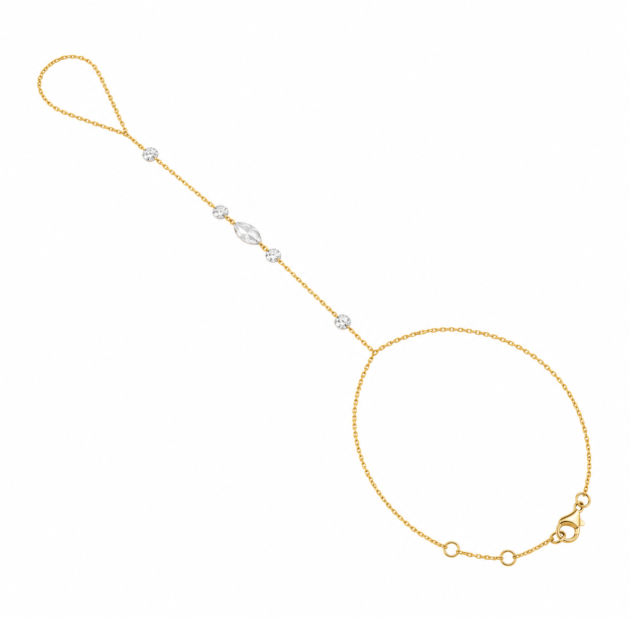 CLA BRACELETS Rose Cut Multi Diamond Yellow Gold Ring Bracelet