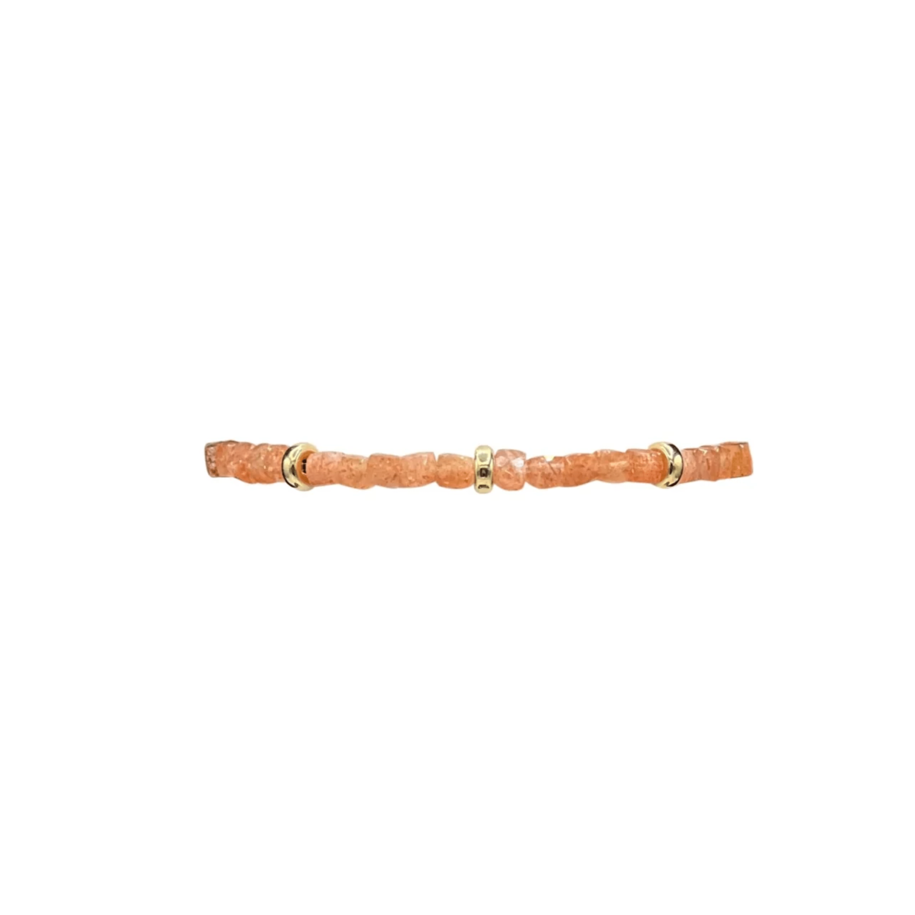 Karen Lazar BRACELETS Squared Sunstone and Gold Rondelle Pattern Bead Bracelet
