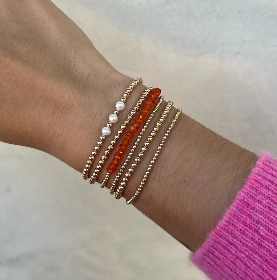 2mm Carnelian Gemstone Beaded Bracelet