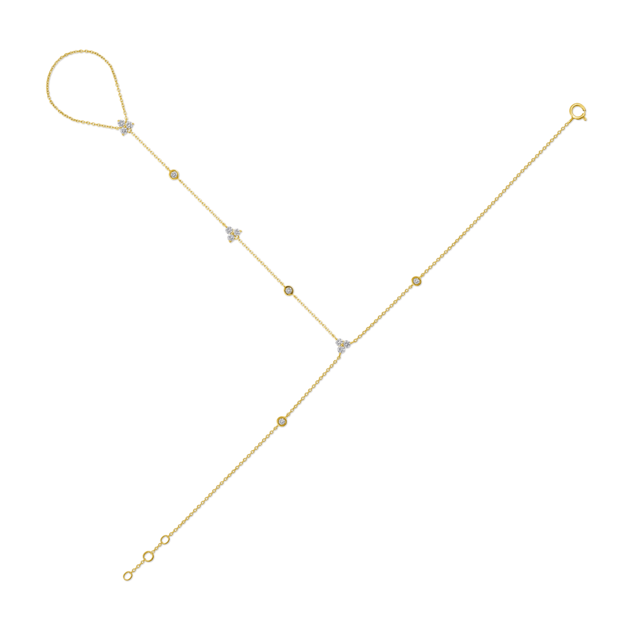 Curated Los Angeles Chain Natural Diamond Trio Bezel Hand Chain