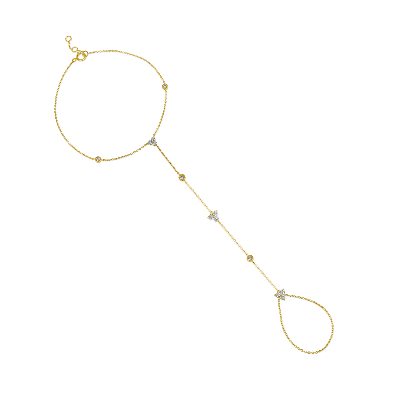 Curated Los Angeles Chain Natural Diamond Trio Bezel Hand Chain