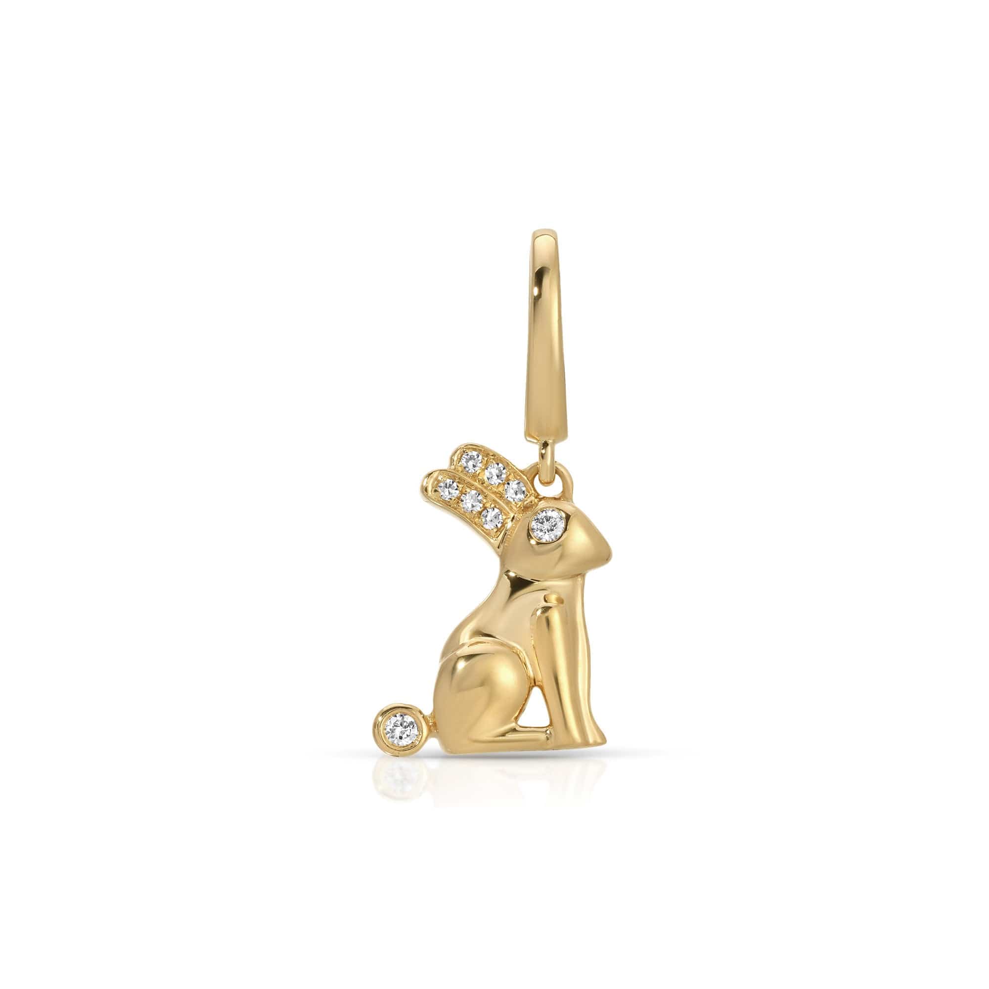 EF COLLECTION CHARMS 14k Yellow Gold Diamond Bunny Clip Charm