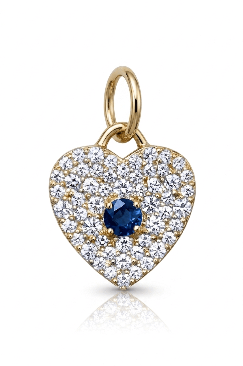 Curated Los Angeles CHARMS Diamond Heart with Blue Sapphire Charm